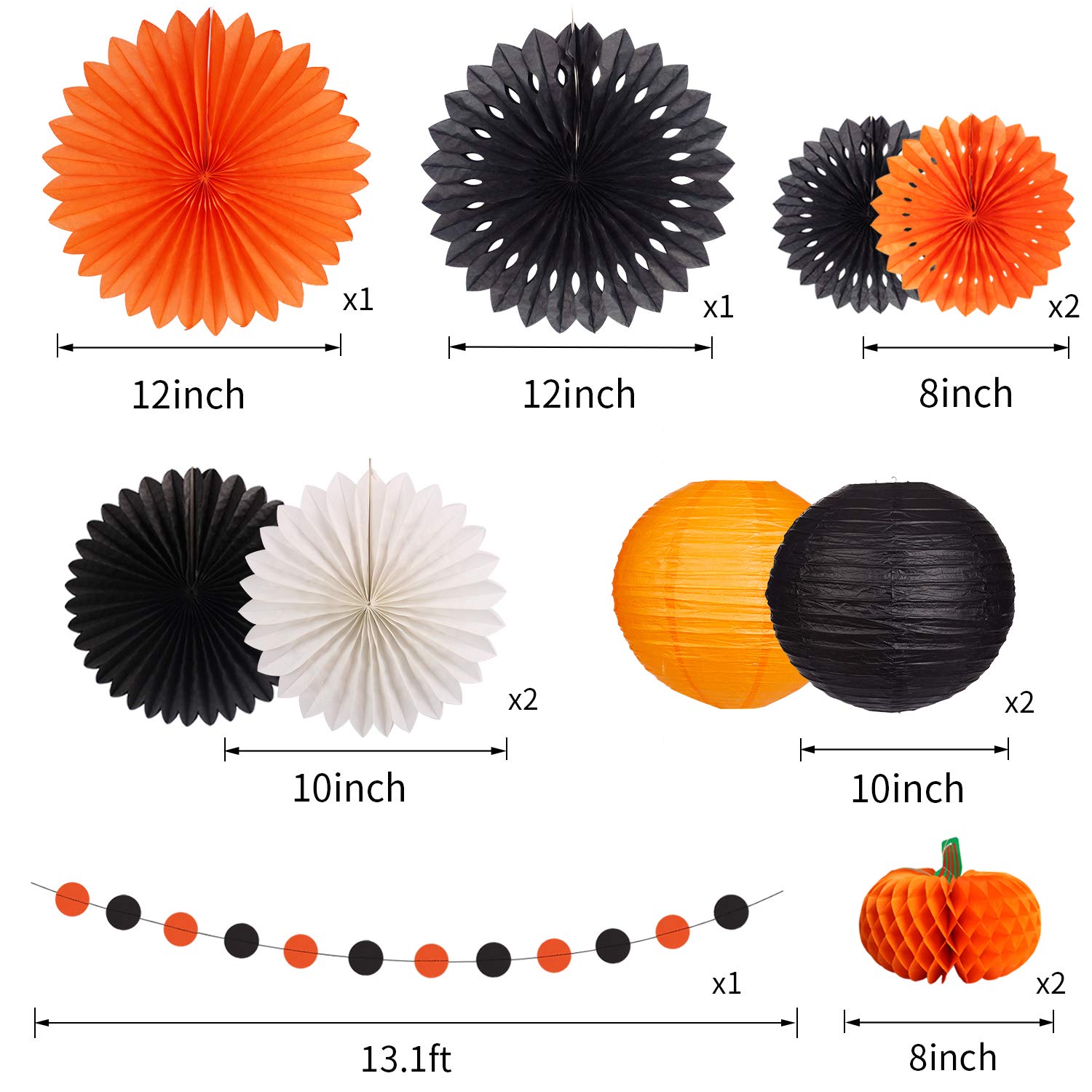 Halloween Party Decorations Supplies Kit Hanging Paper Lanterns Tissue Paper Fan Pumpkins Round Garland For Halloween Party Nigh