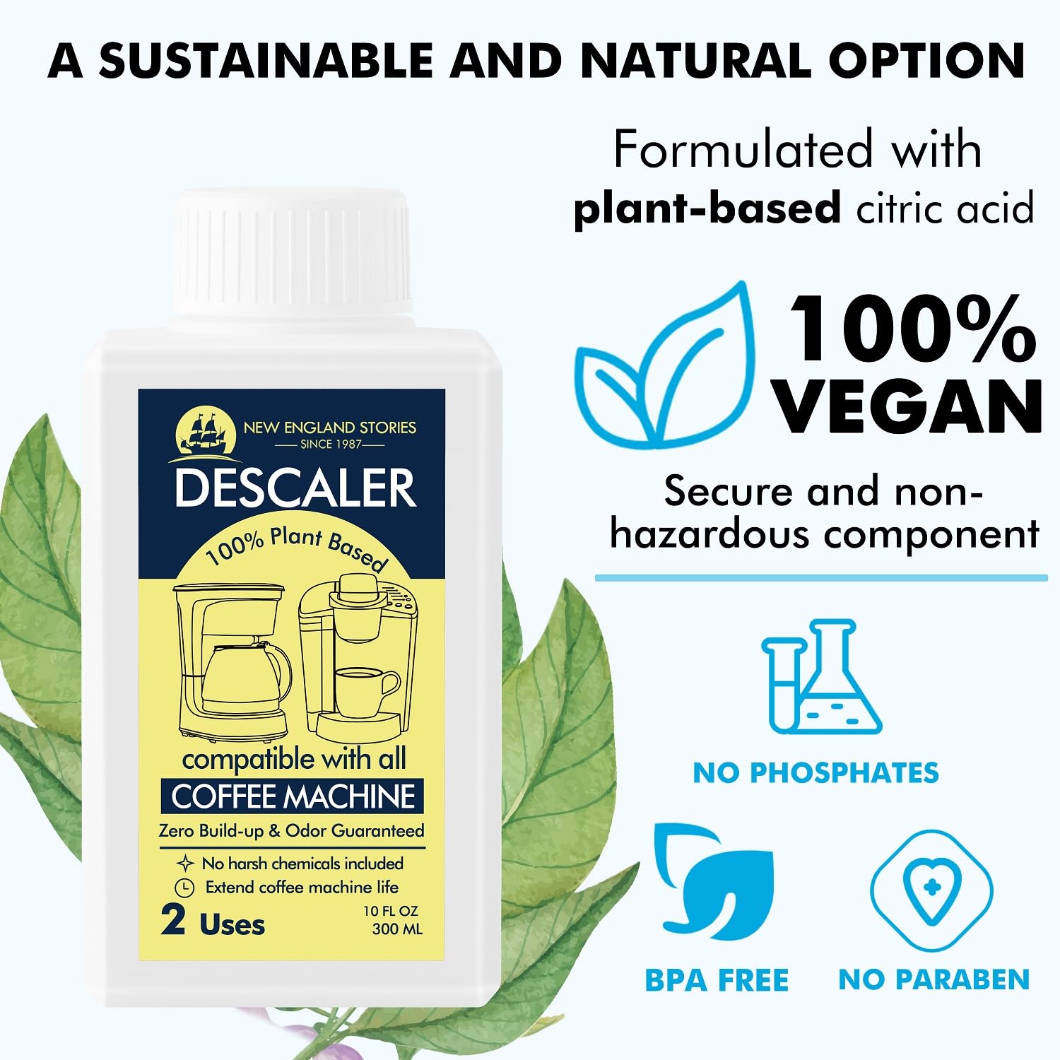 Coffee Machine Descaler - 10Oz (2 Uses), Universal Descaling Solution Compatible With Keurig, Nespresso, Delonghi And All Single