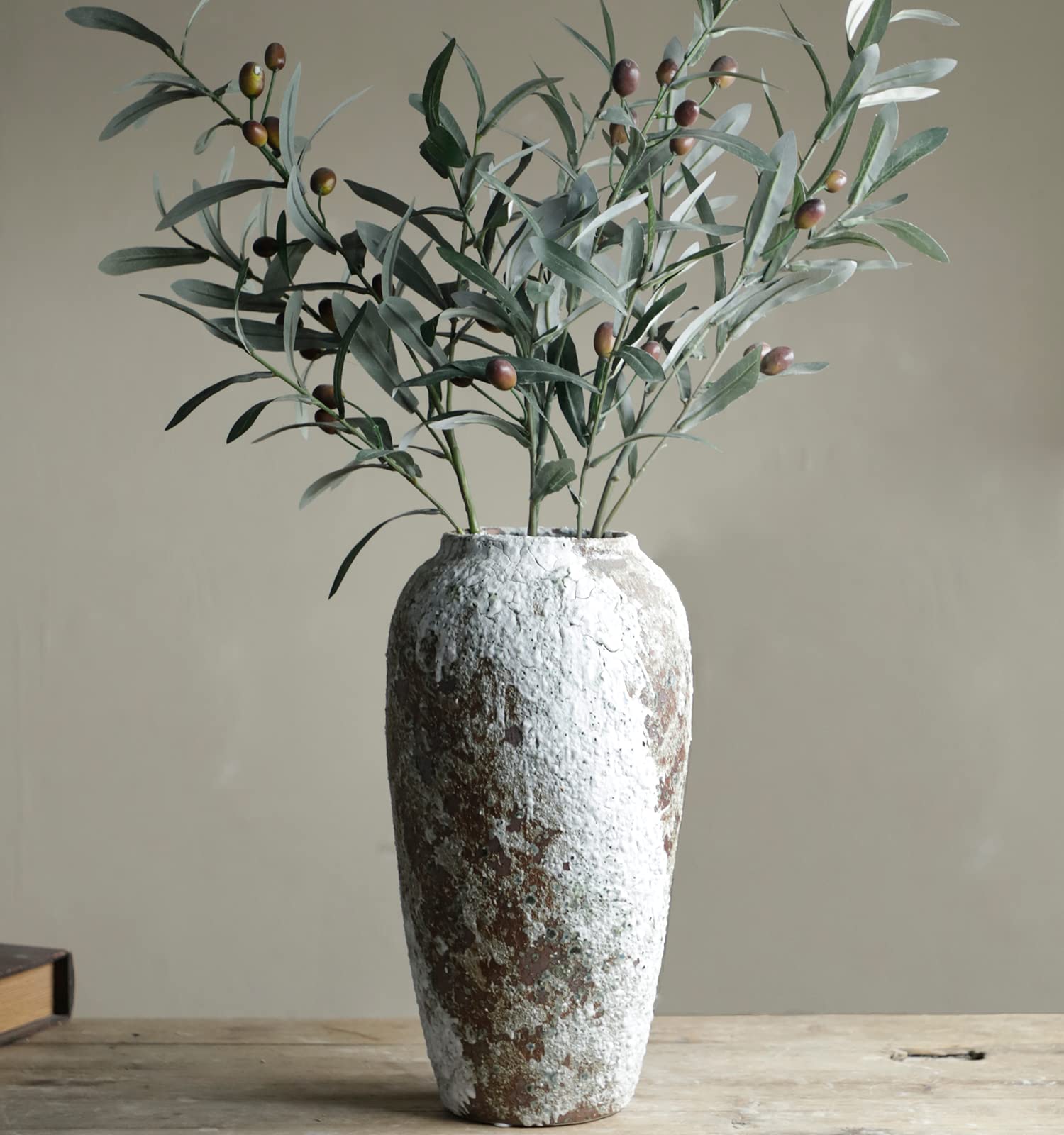 YSNCIDAN Rustic Ceramic Flower Large Vase, Vintage Floor Tall Vase Farmhouse Decor for Living Room Entryway Table Centerpieces, 