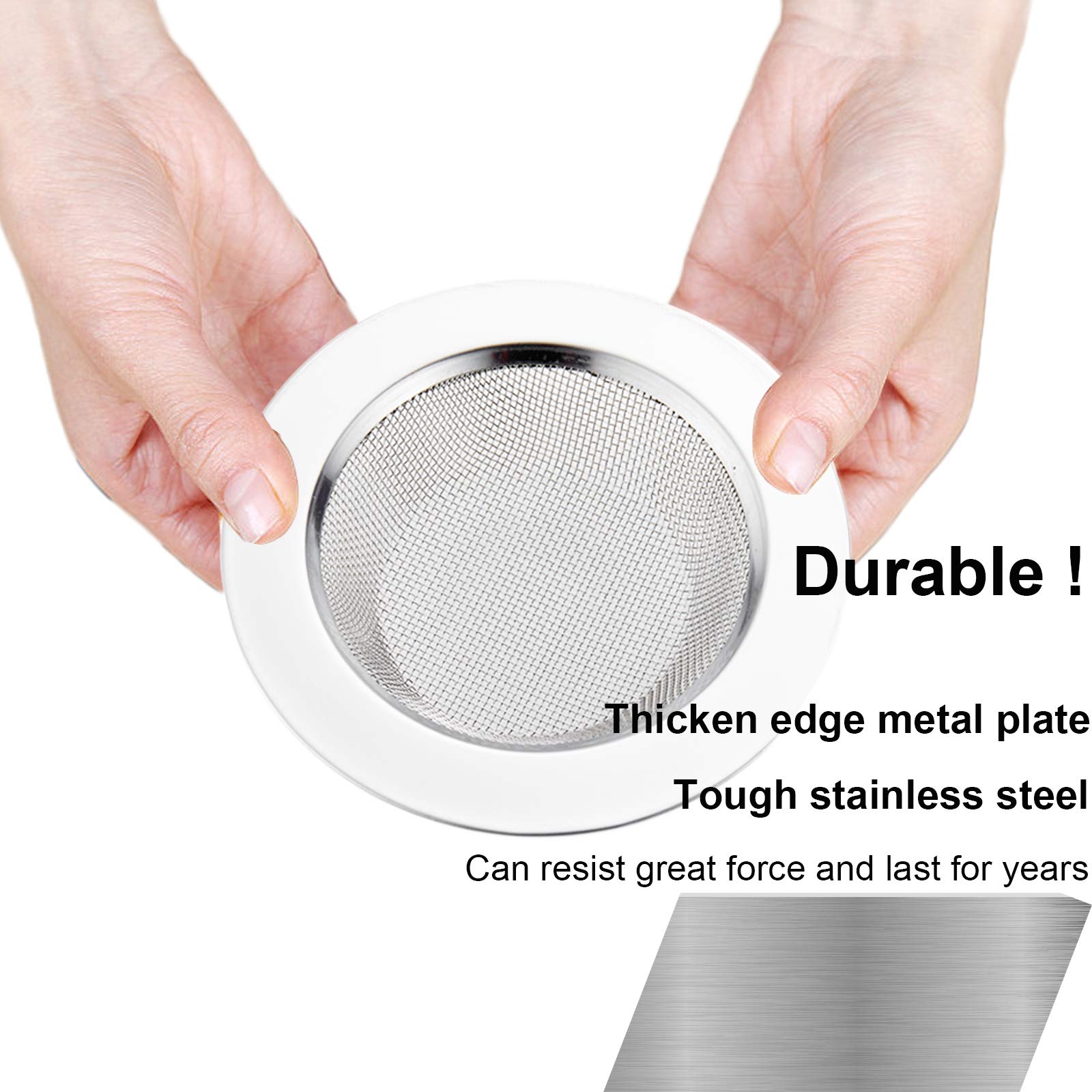 2 PCS Kitchen Sink Strainer Stainless Steel  kitchen Sink Drain Strainer Sink Strainers with Large Wide Rim 4.5'' Diameter for Kitchen Sinks