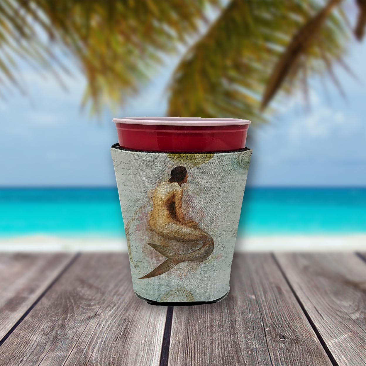Mermaids and Mermen  Red Solo Cup Beverage Insulator Hugger