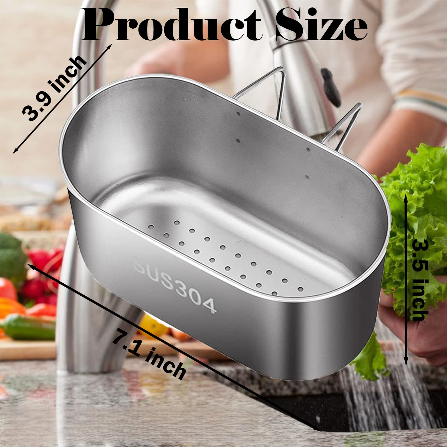 Stainless Steel Sink Drain Strainer Basket, Multifunction Hanging Sink Strainer Colander Drain Basket, Kitchen Sink Food Waste F