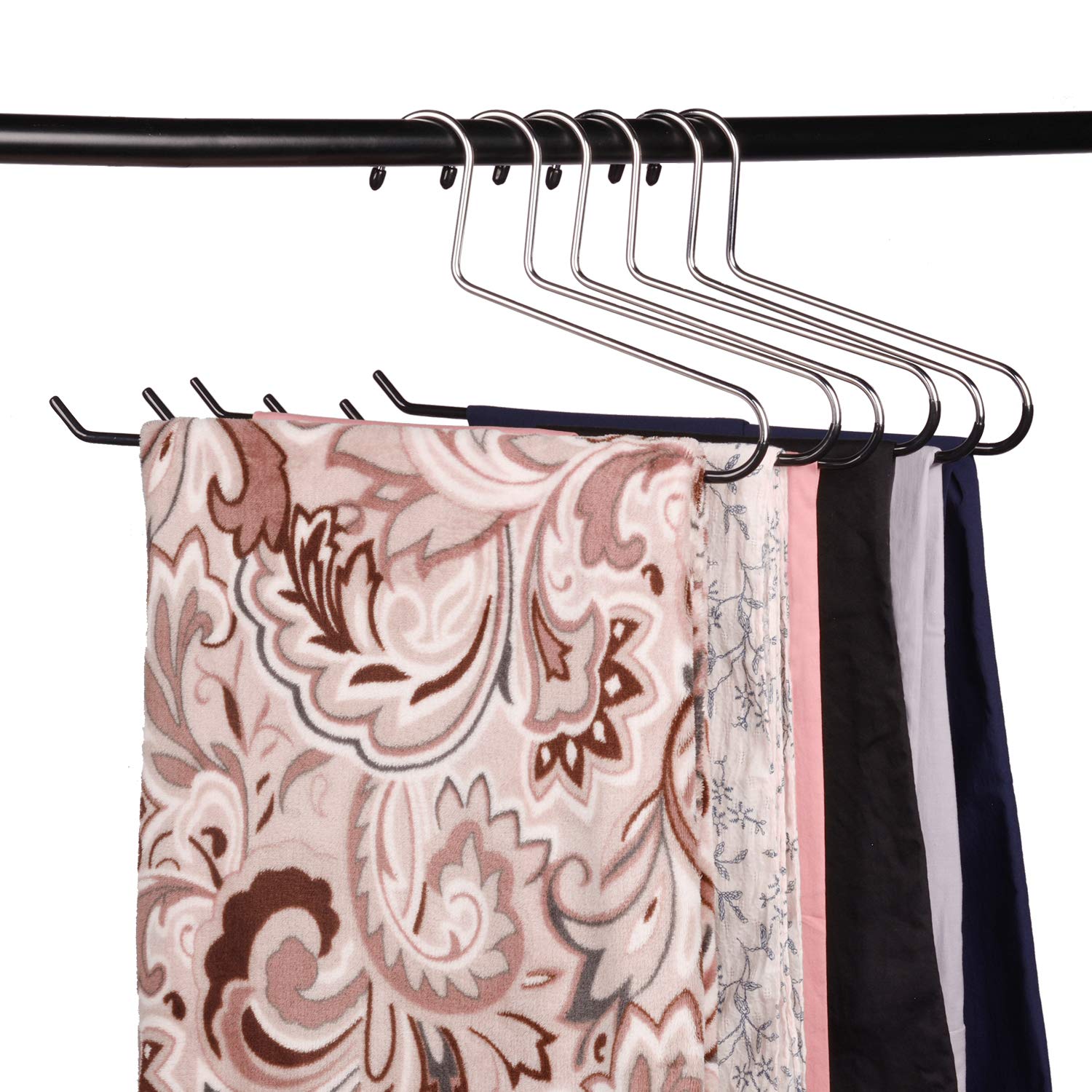 Vaslim 8 Pack Tablecloth Hanger Large Blanket Hangers Heavy Duty Black Vinyl Coated Nonslip - Great For Quilts, Comforters, Tabl