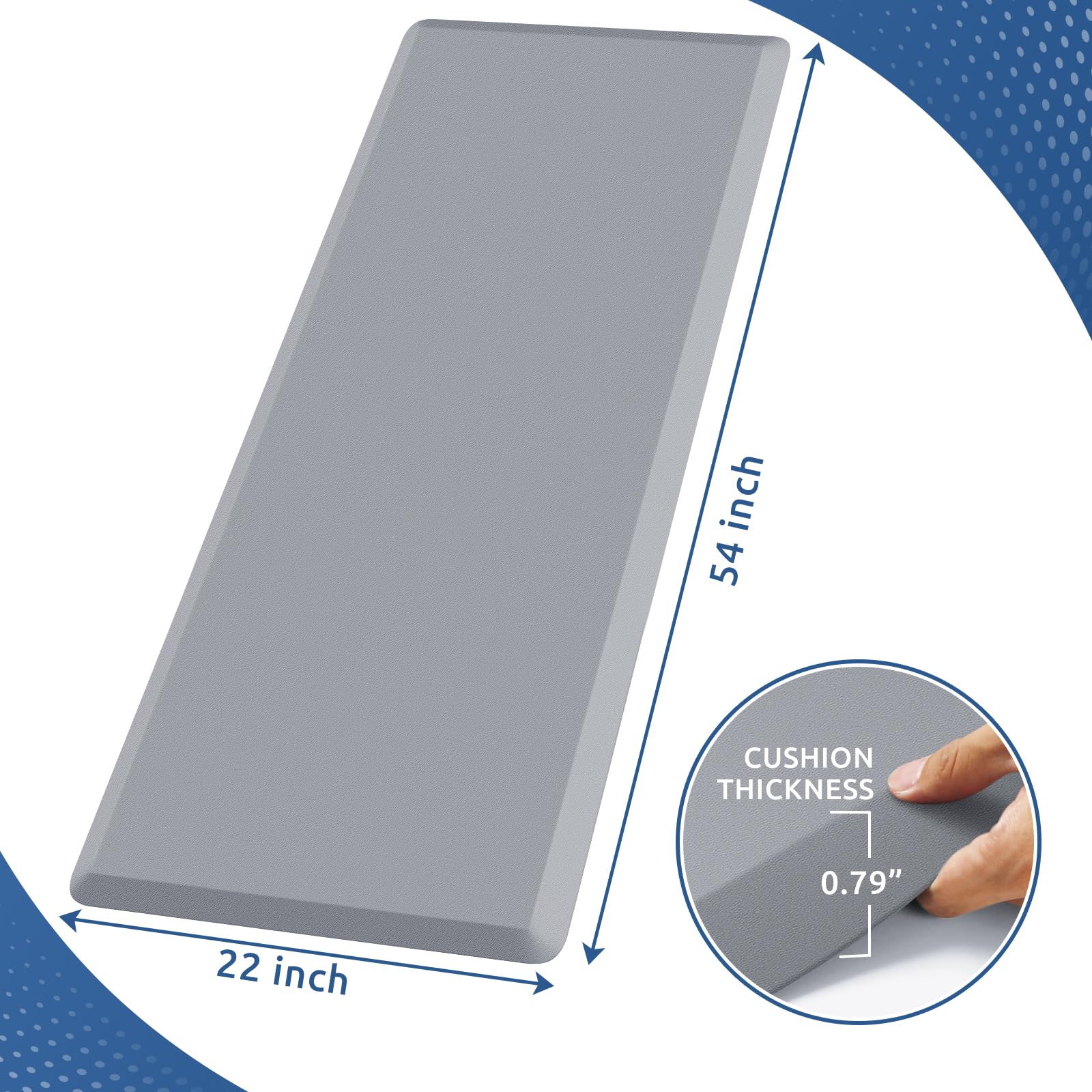 Kitchenclouds Kitchen Mat Cushioned Anti Fatigue Rug 22''X54'' Waterproof, Non Slip, Standing And Comfort Desk/Floor Mats For Ho