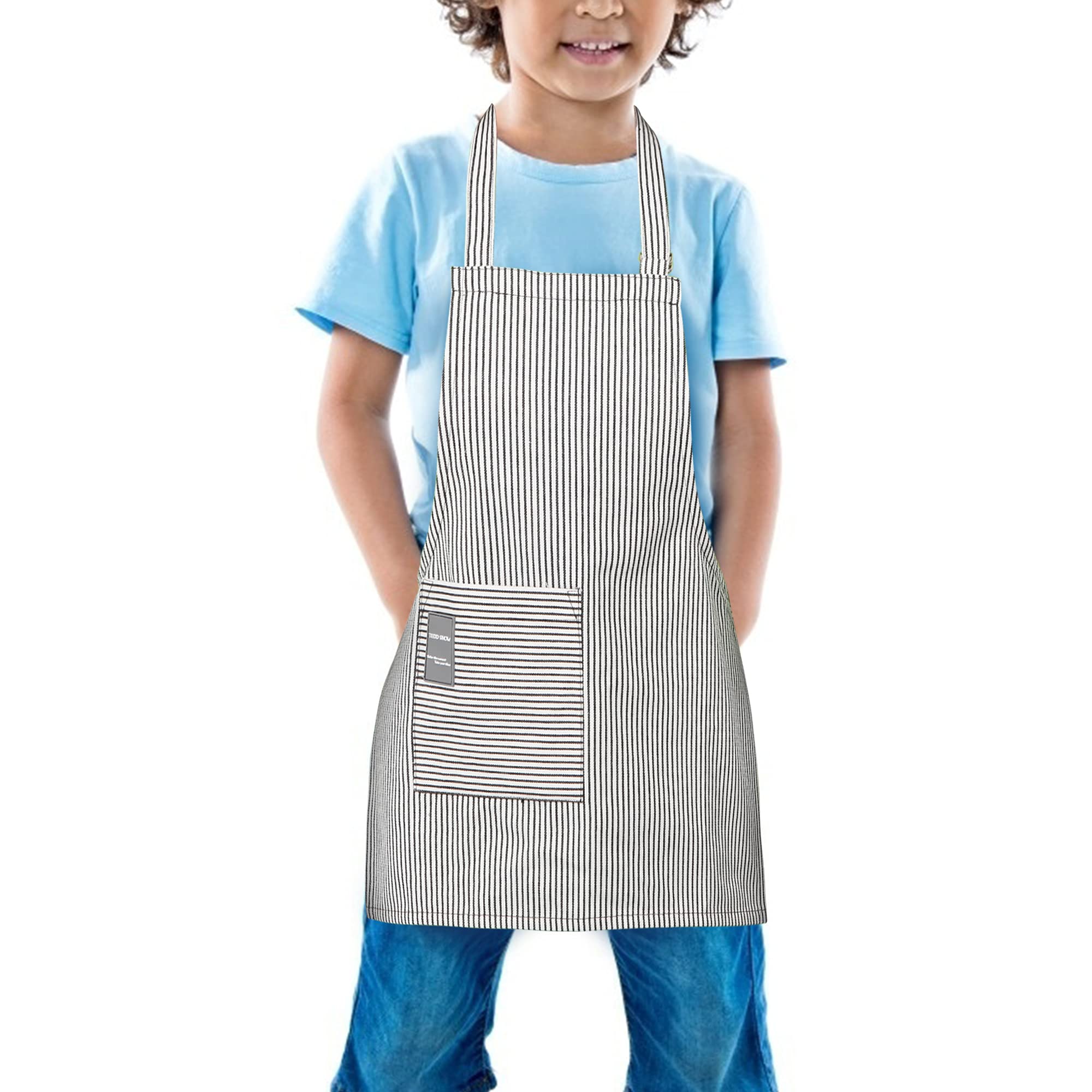 Teddsnow Kids Apron, Toddler Cotton Adjustable Bib Chef Apron With Pocket, For Children Age 2 To 5 Years, Boys Girls