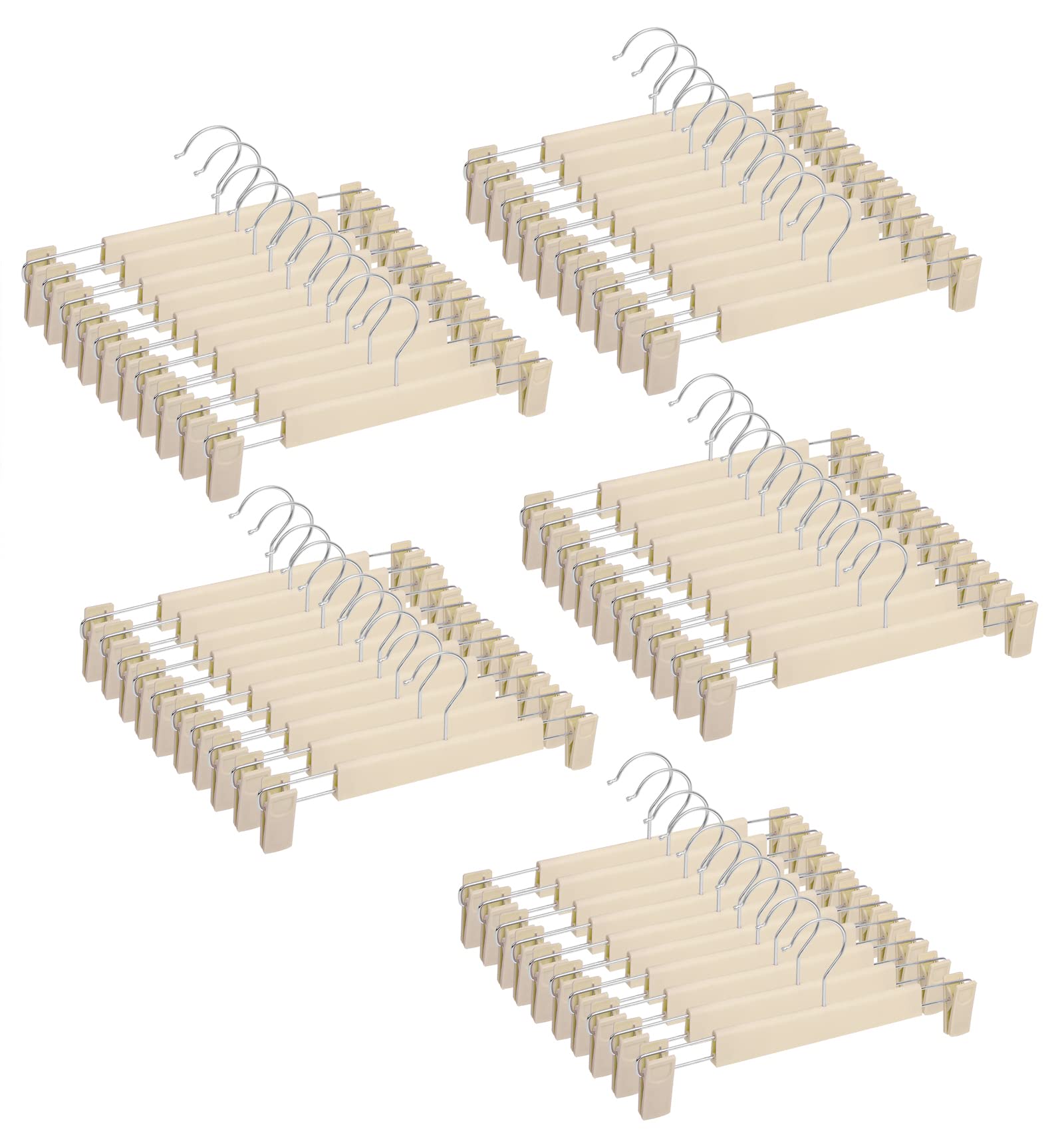 Pants Hangers With Clips Skirt Hangers For Women Plastic Clip Hangers For Pants Clothes Hangers (50Pack, Khaki)
