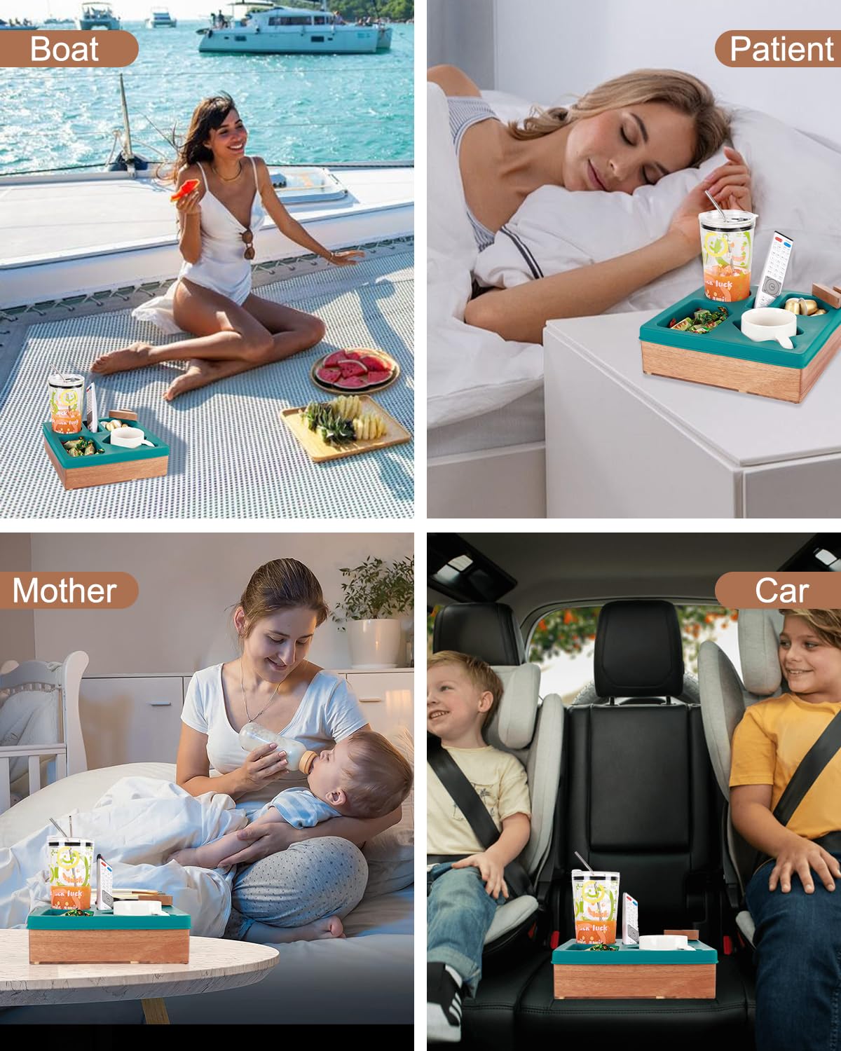 Couch Cup Holder Tray, Silicone Wooden Couch Caddy With Cup Holder For Snacks, Drinks, Remotes, Waterproof Cup Holder For Couch,