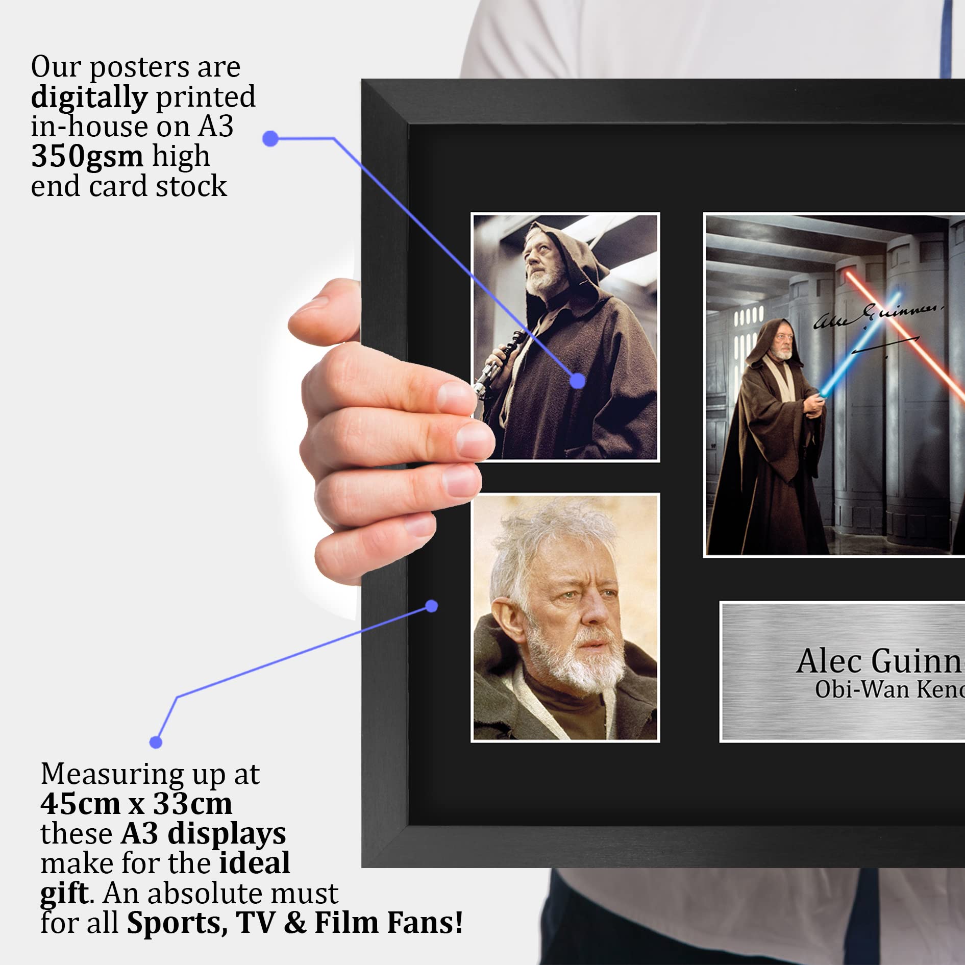 Hwc Trading Alec Guinness Star Wars Obi-Wan Kenobi 16 X 12 Inch (A3) Printed Gifts Signed Autograph Picture For Movie Memorabili
