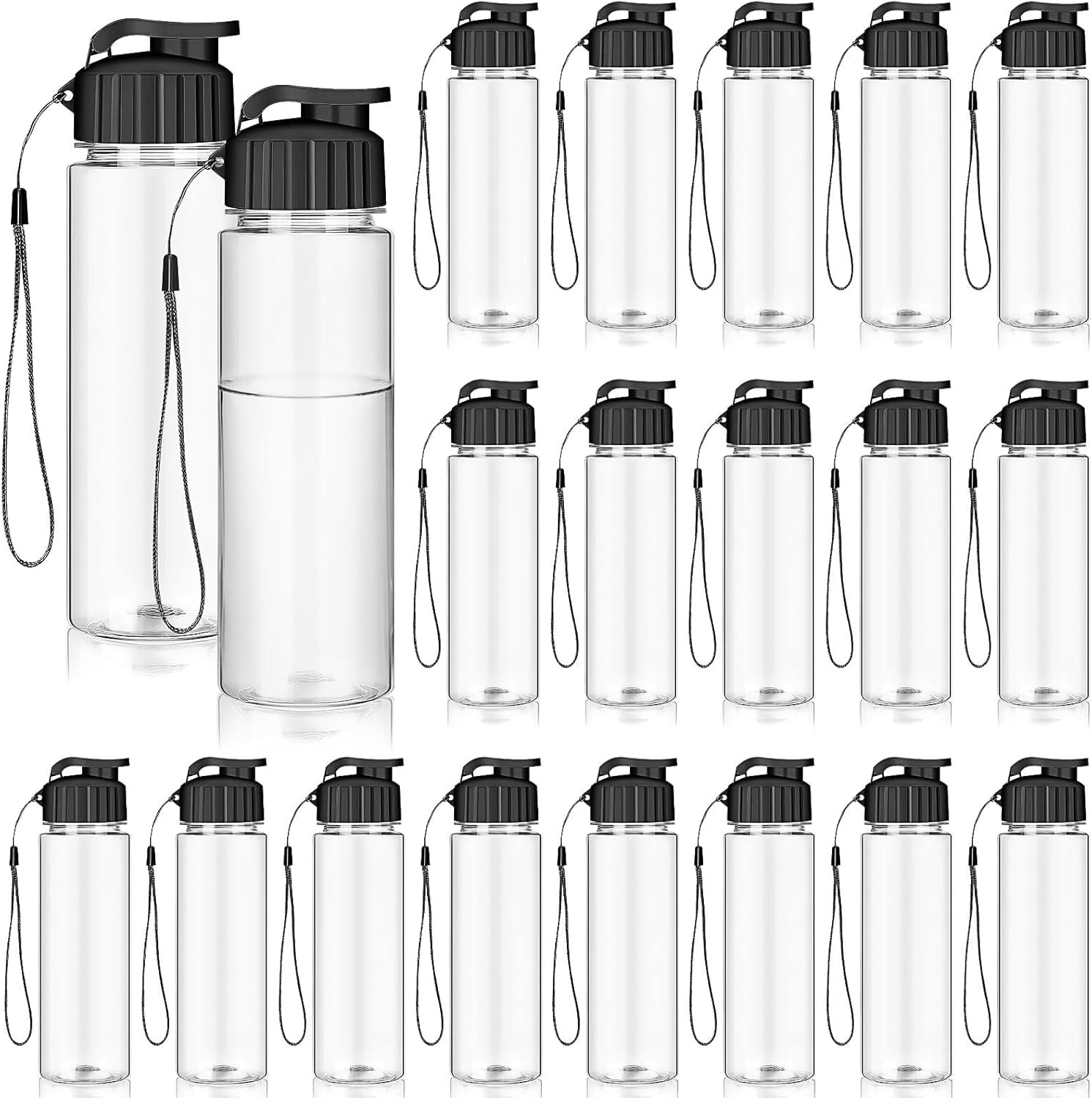 Komphy 20 Pieces Water Bottle Bulk 17 oz Plastic Water Bottles Bulk Gym Sports Adults Reusable Large Bottles with Leak Proof Fli