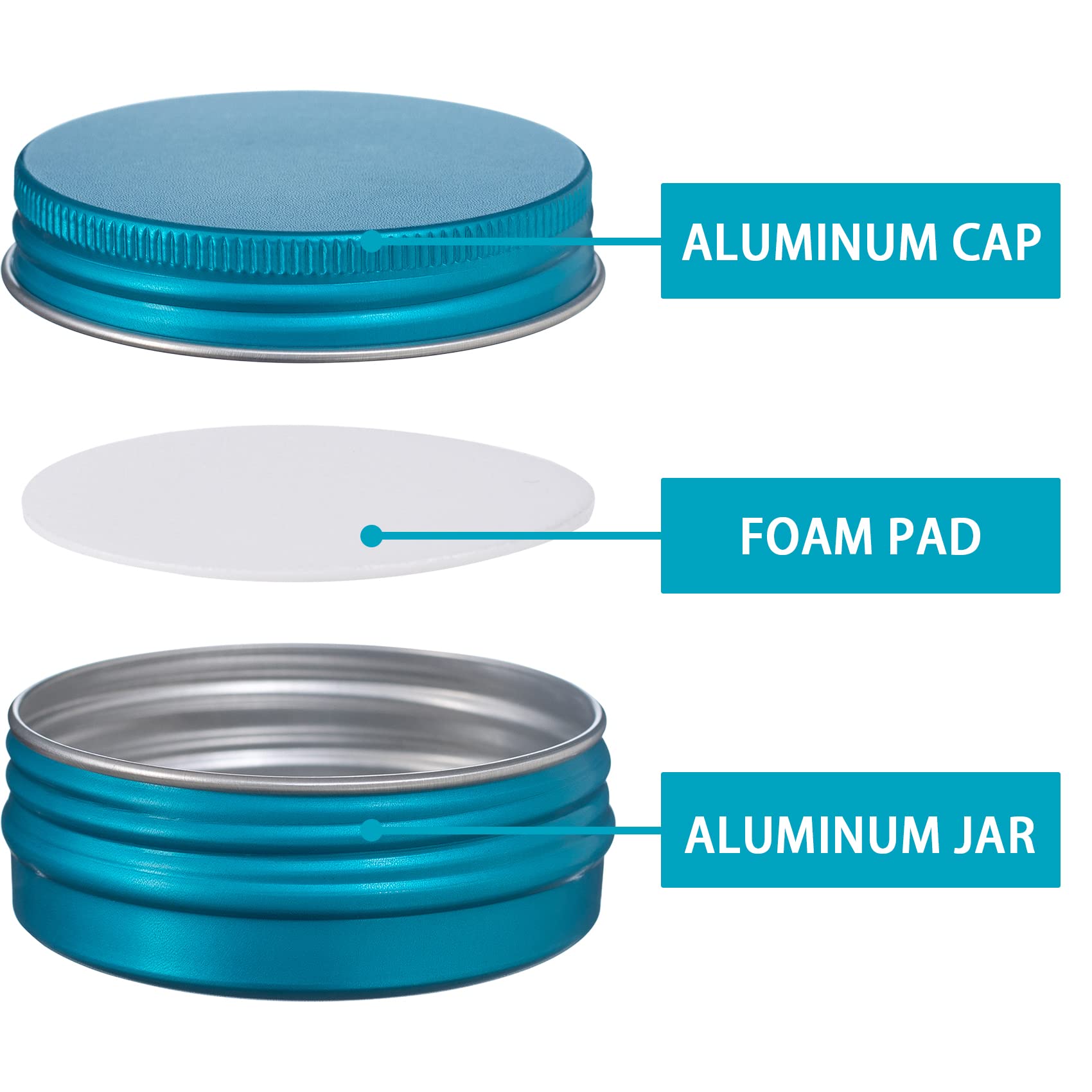 1 Oz / 30Ml Screw Top Aluminum Tin Jar With Screw Lid And Blank Labels (Lake Blue - Pack Of 32)