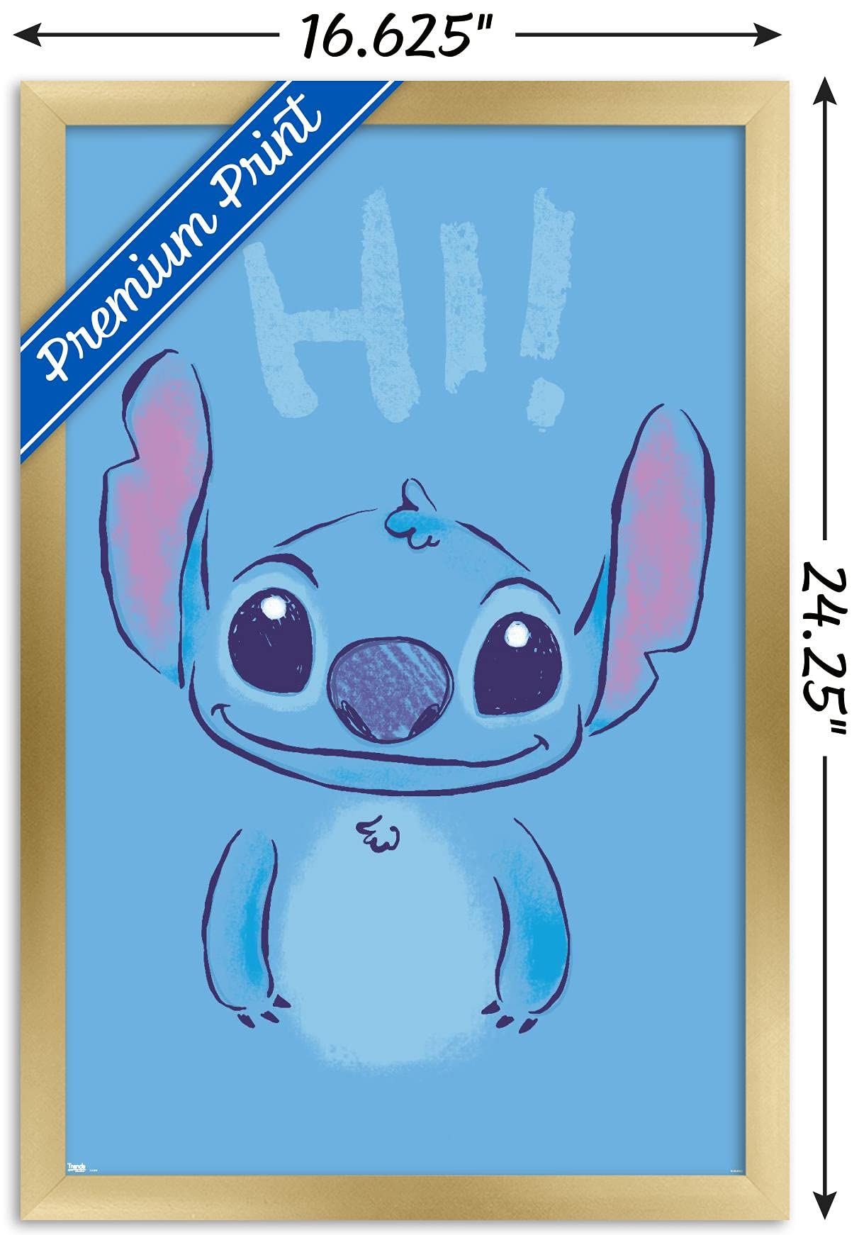 Trends International Disney Lilo And Stitch - Hi Wall Poster, 14.725'' X 22.375'', Gold Framed Version