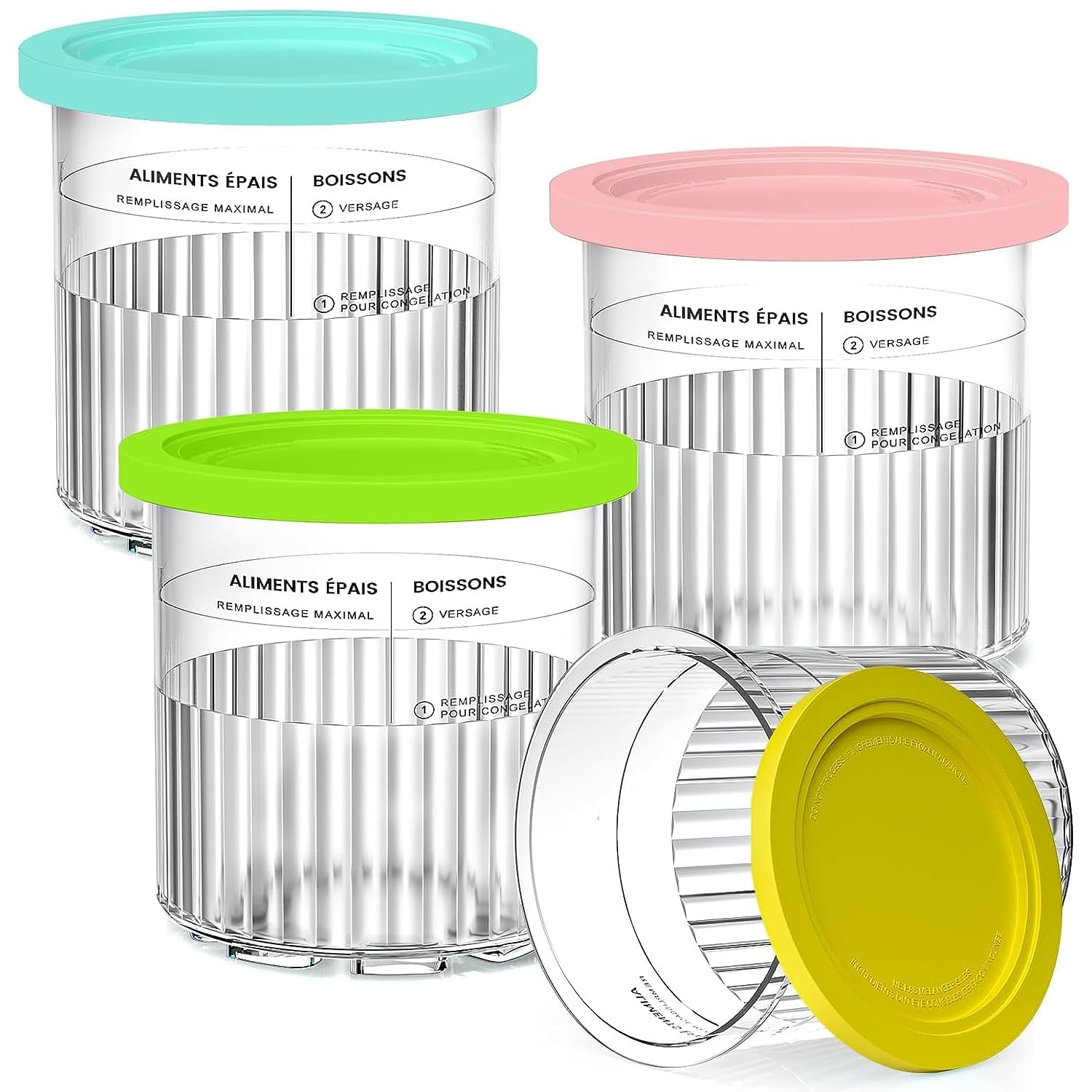 Afdlldqm 24 Oz. Extra Pint | Containers Replacement For Ninja Creami Pints And Lids - 2 Pack, Compatible With Ninja Creami Nc500
