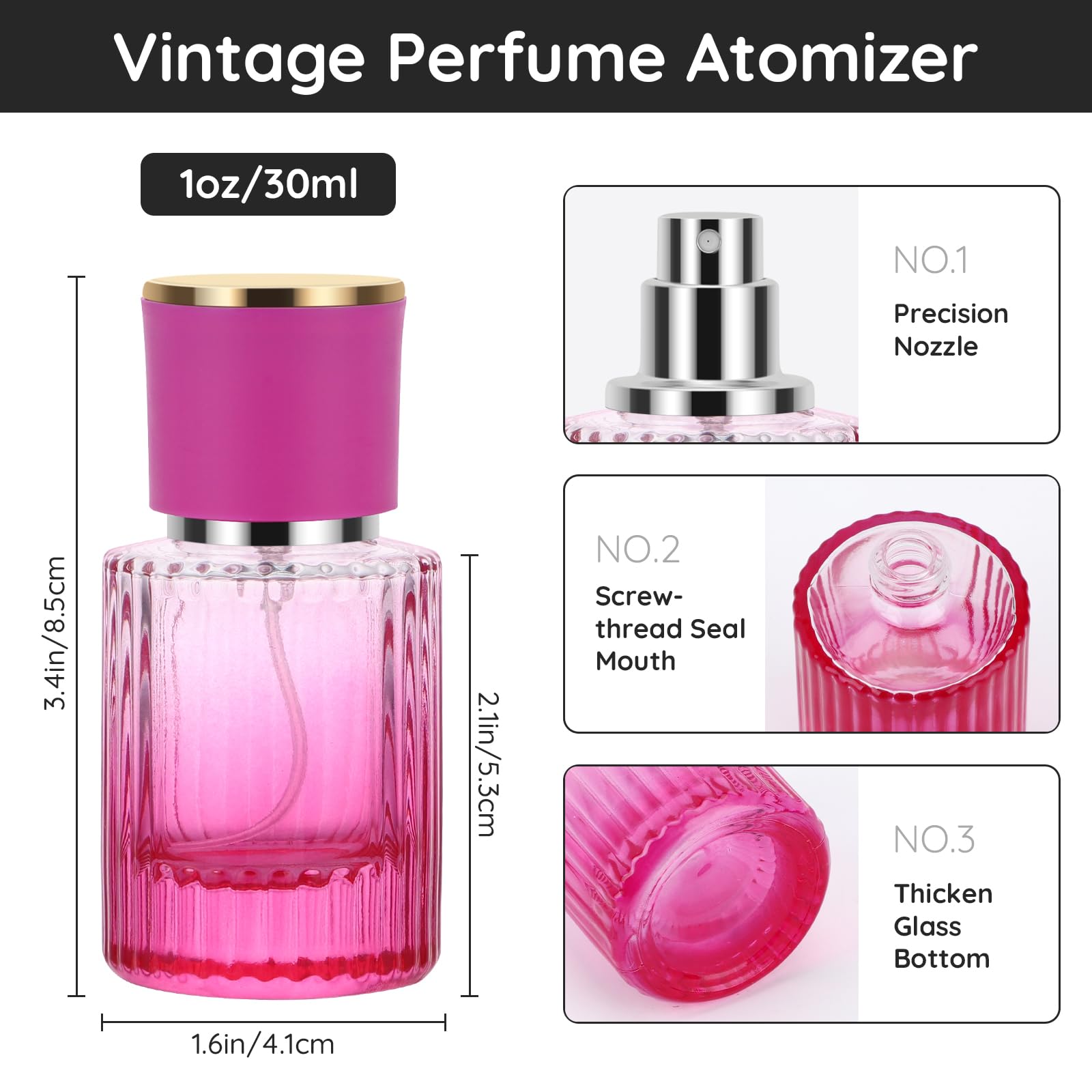 Segbeauty 30Ml Travel Perfume Spray Bottle, 1Oz Refillable Liquid Bottles Empty, Pack Of 4 Cologne Atomizer Sprayer For Perfume,