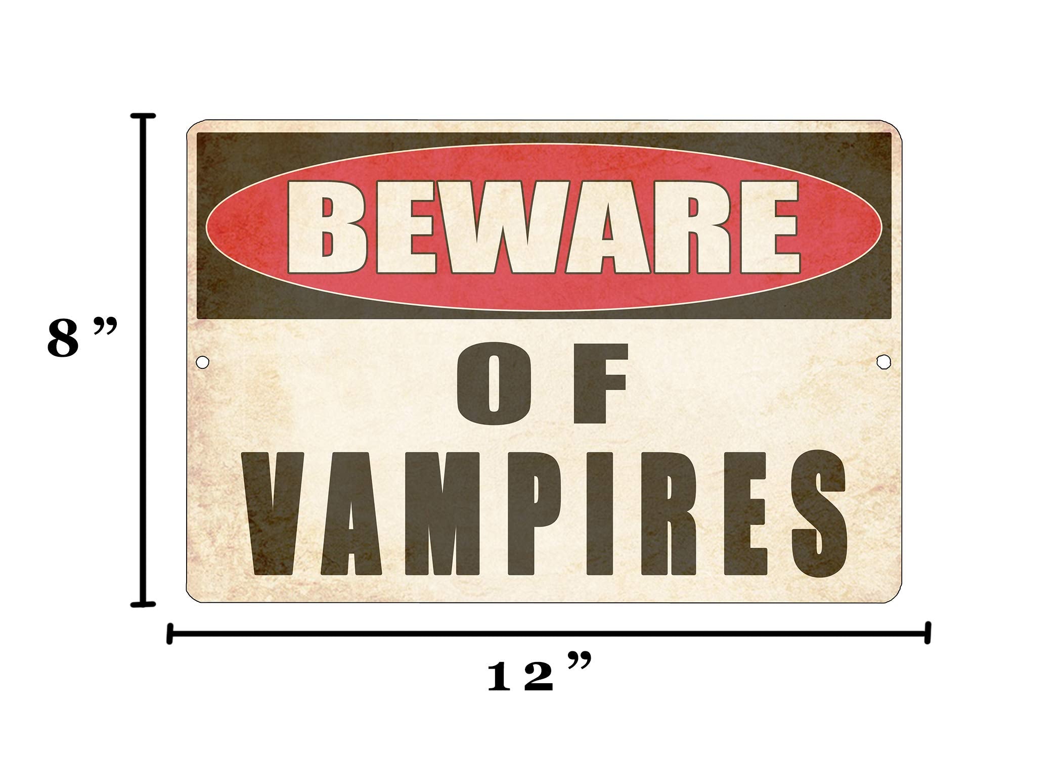 Rogue River Tactical Funny Sarcastic Metal Tin Sign Wall Decor Man Cave Bar Yard Wall Warning Beware of Vampires