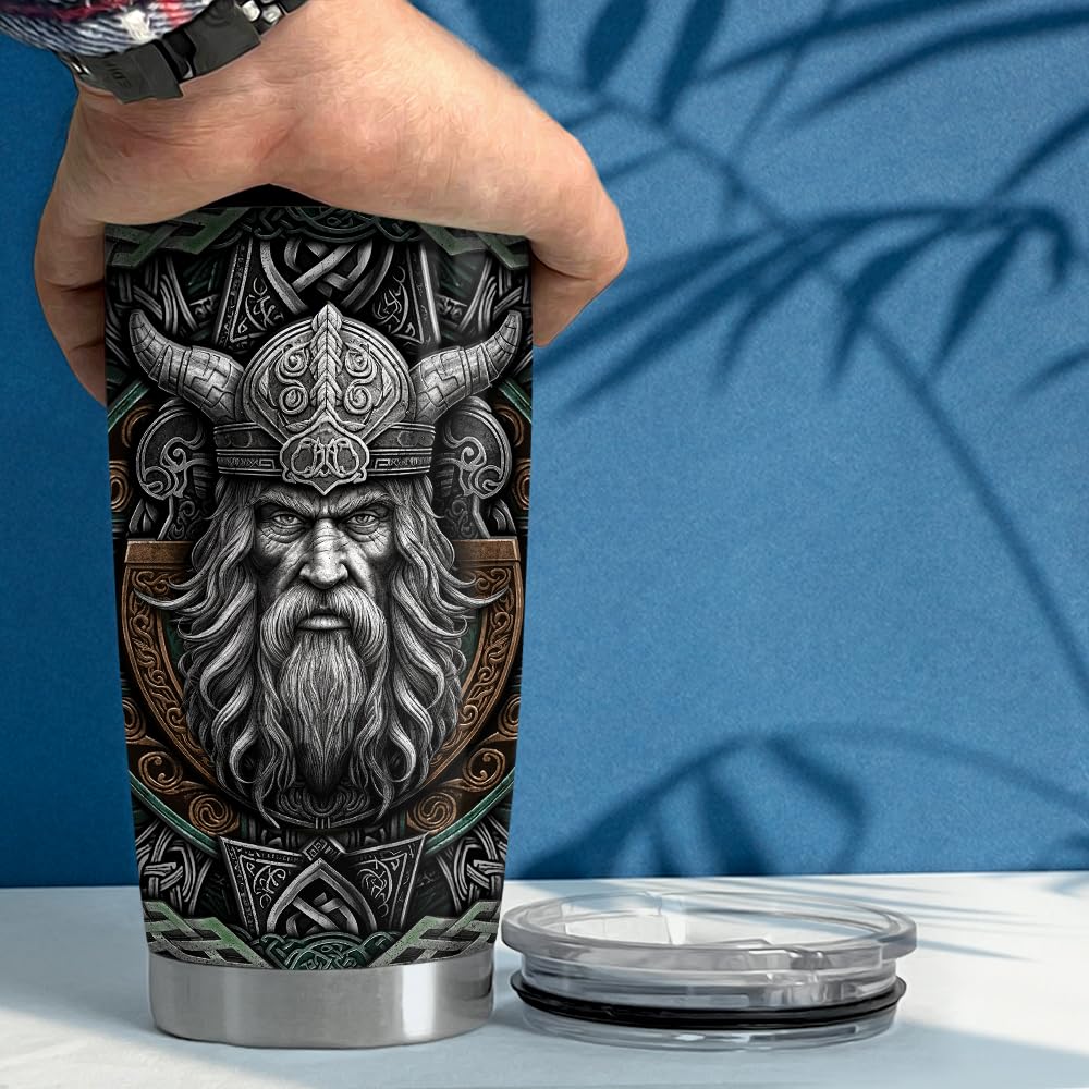 Viking Cup Tumbler 20oz Viking Gifts for Men Vikings Stainless Steel Insulated Tumblers Coffee Travel Mug Gift for Birthday Chri
