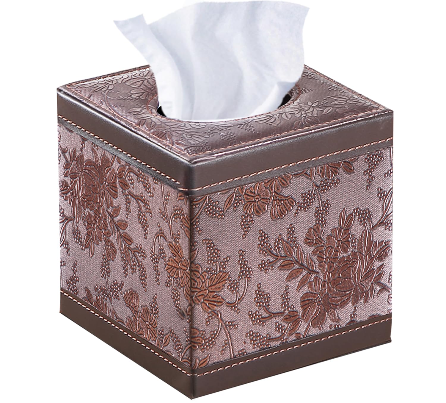 Tissue Box Cover Square,Upgrade 99% Compatible Large Size,Cube Tissue Box Holder For Napkin Facial Paper, Leather Dryer Sheet Di