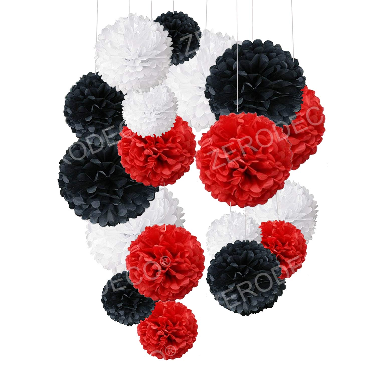 Tissue Paper Pom Poms, Recosis Paper Flower Ball For Birthday Party Wedding Baby Shower Bridal Shower Festival Decorations, 18 P