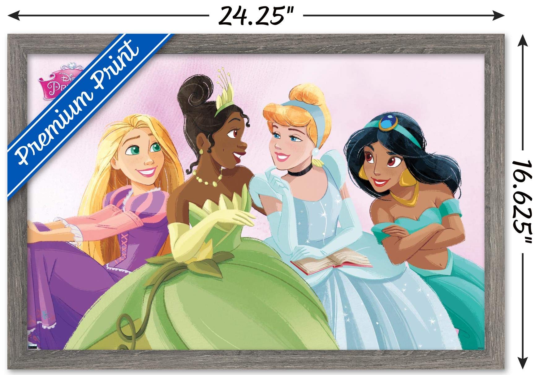 Trends International Disney Ultimate Princess Celebration-Group Wall Poster, 14.725'' X 22.375'', Barnwood Framed Version