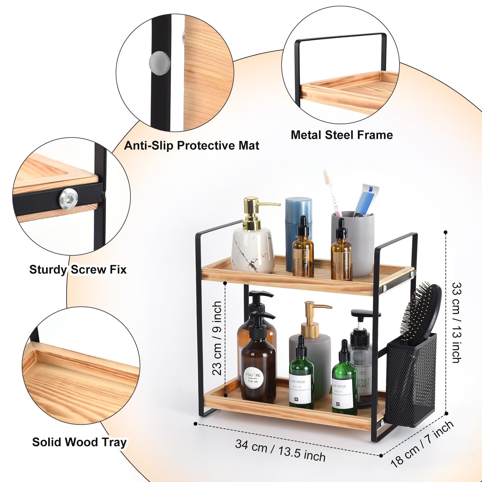 Lemikkle Bathroom Counter Organizer With Basket, Bathroom Organizers And Storage,Skincare Organizers For Vanity,Storage Organize