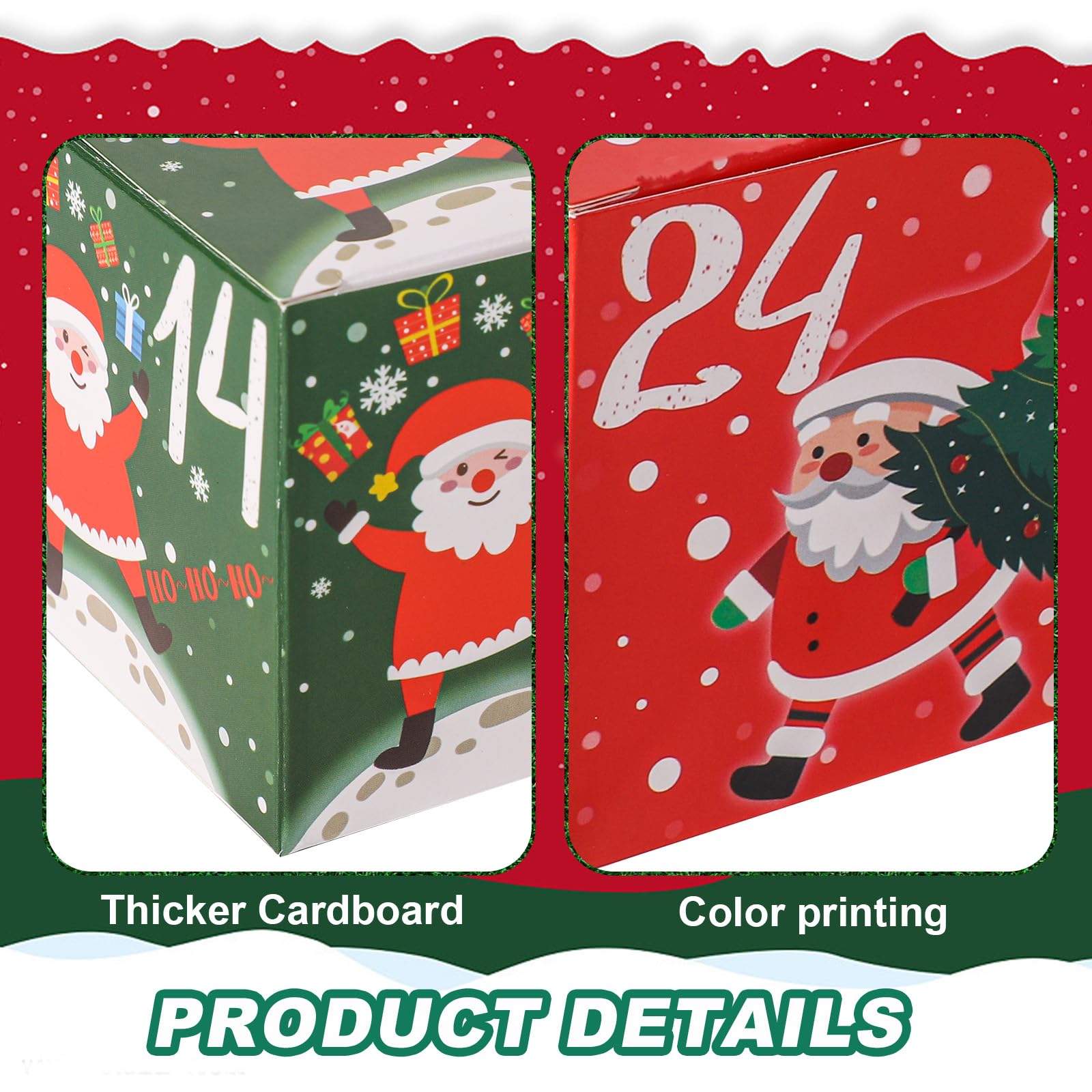 24pcs Christmas Advent Calendar Gift Boxes, 2.76 Inches 24 Days Mini Christmas Countdown Calendar Box Xmas Empty Present Boxes S