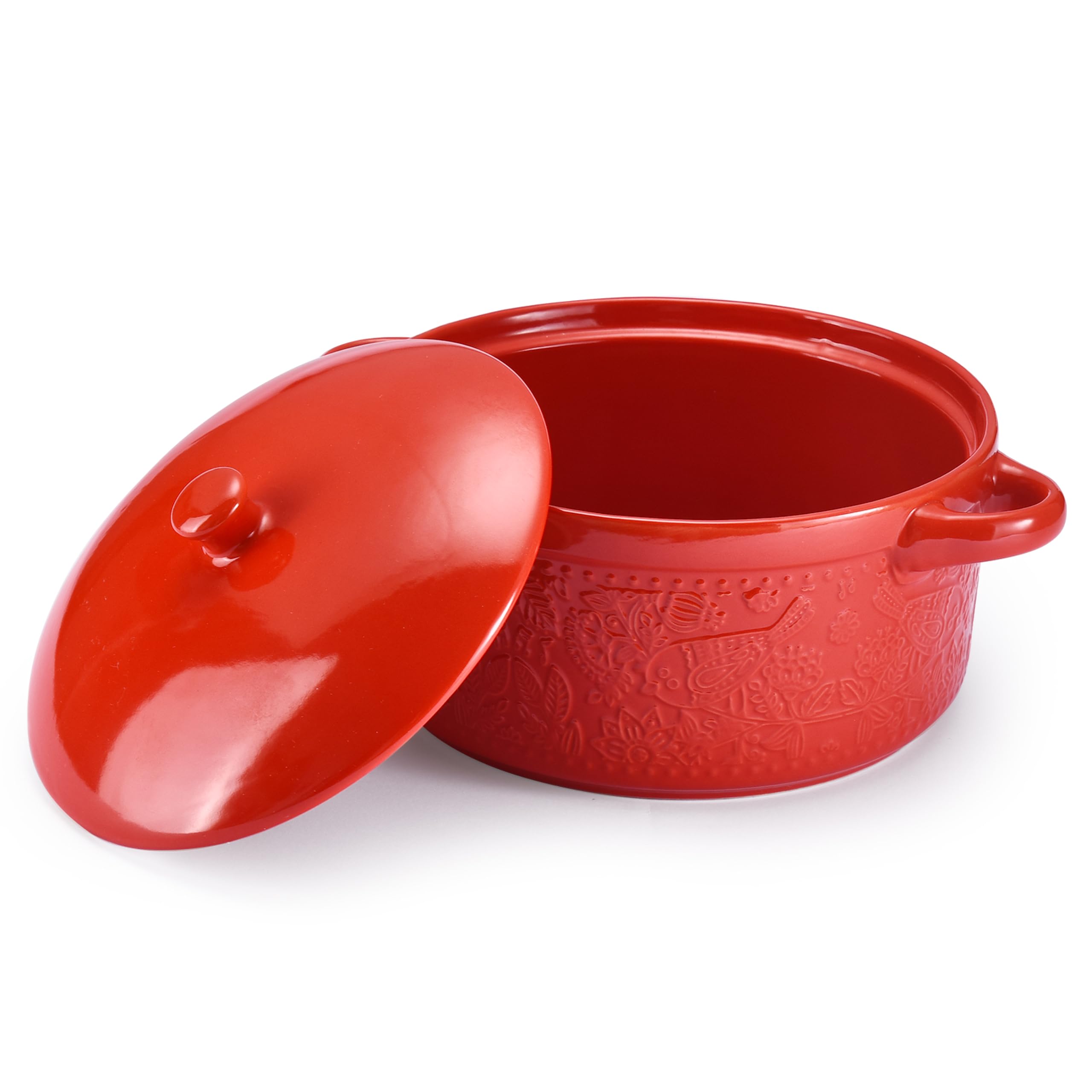 Ceramic Casserole Dish - Baking Dish Bowl Oven Safe With Lid and Handles - Covered Glass Cookware Essential for Kitchen - For Ba