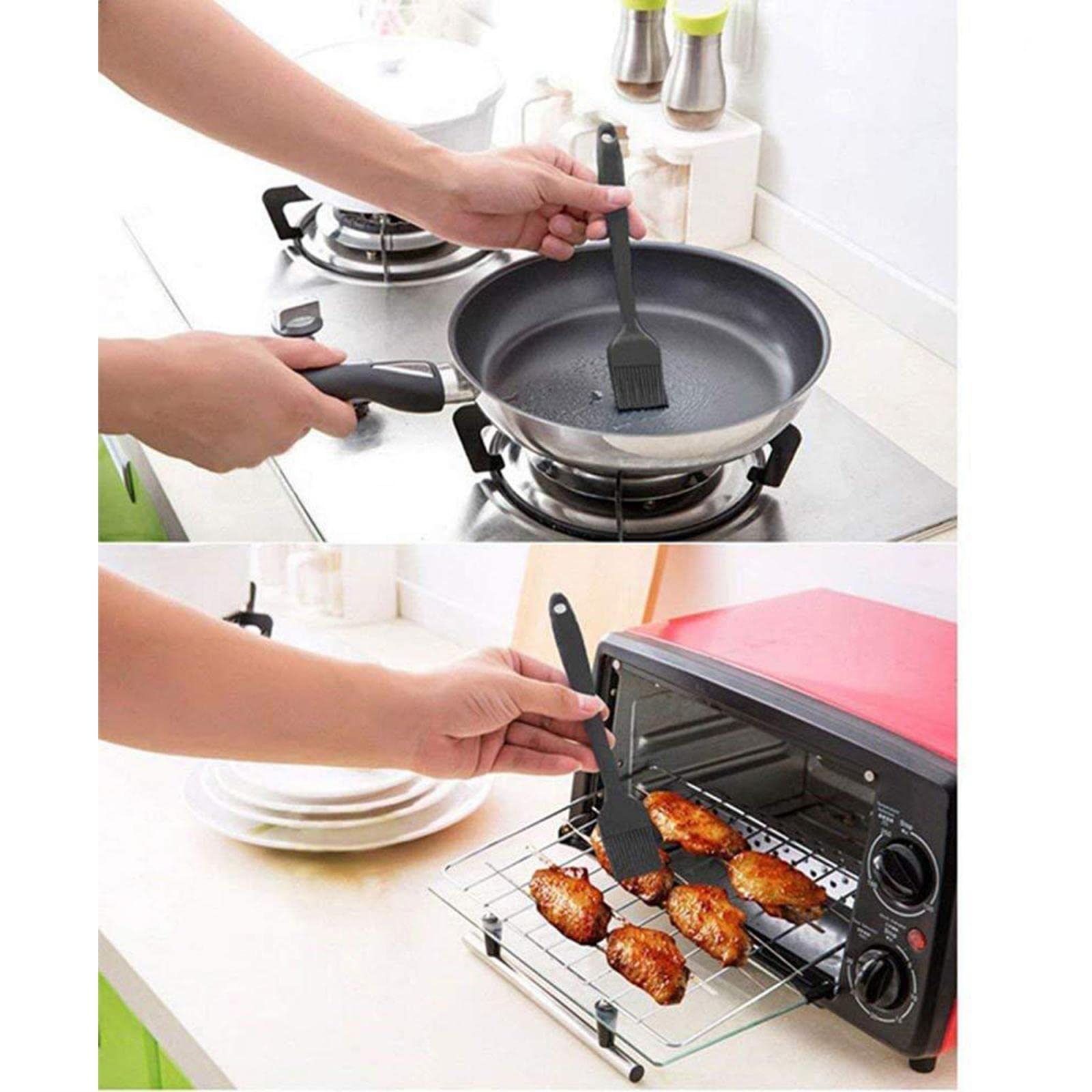 Trendivibe Silicone Spatulas Set Cake Mixing Scraper Baking Nonstick Utensil Black 6Pcs