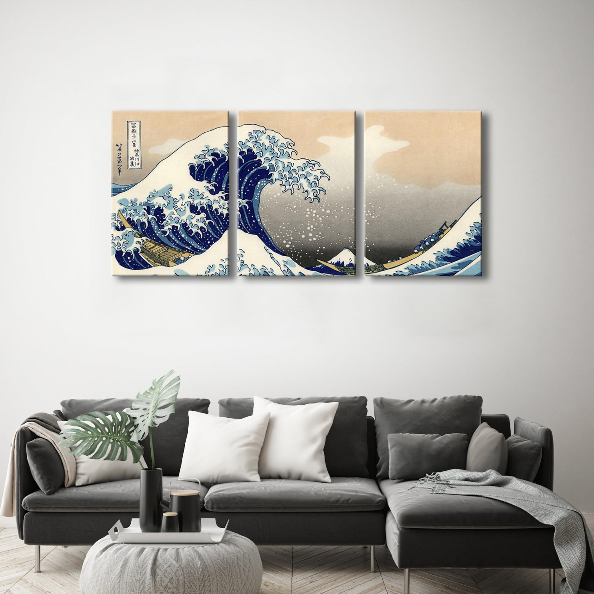 Wieco Art Great Wave Of Kanagawa Katsushika Hokusai 3 Piece Modern Canvas Prints Artwork Abstract Pictures Paintings On Canvas W