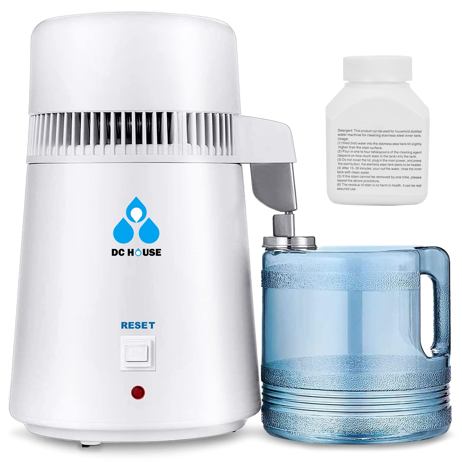 DC HOUSE 1 Gallon Water Distiller Machine, 750W 4L Pure Distilled Water Maker Machine for Home Countertop Table Desktop, Drinkin