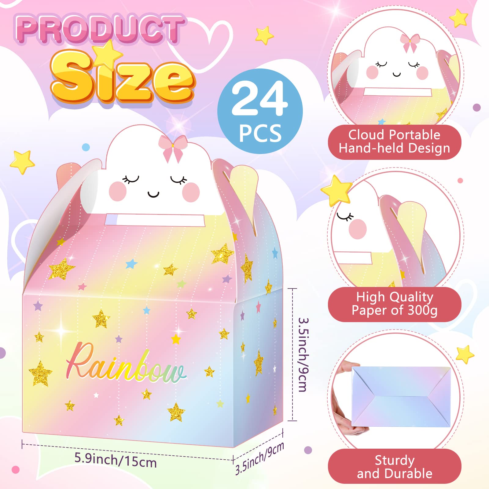 Leinuosen Rainbow Cloud Gift Boxes Party Supplies Cute Party Favor Boxes Theme Treat Boxes Candy Goodies Gift Boxes For Girls Bo