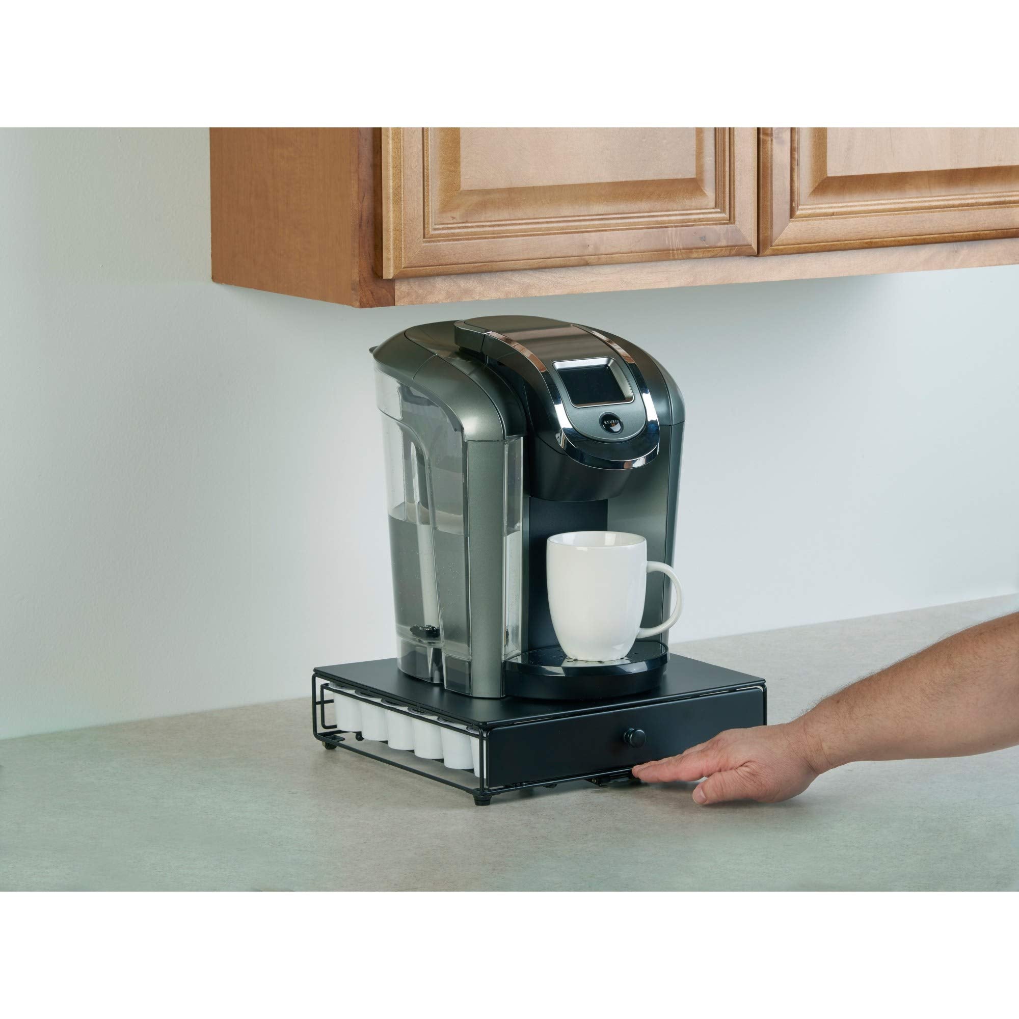 Nifty Solutions Coffee Pod Drawer - Rolling Storage for 36 K-Cups, Black Steel Organizer