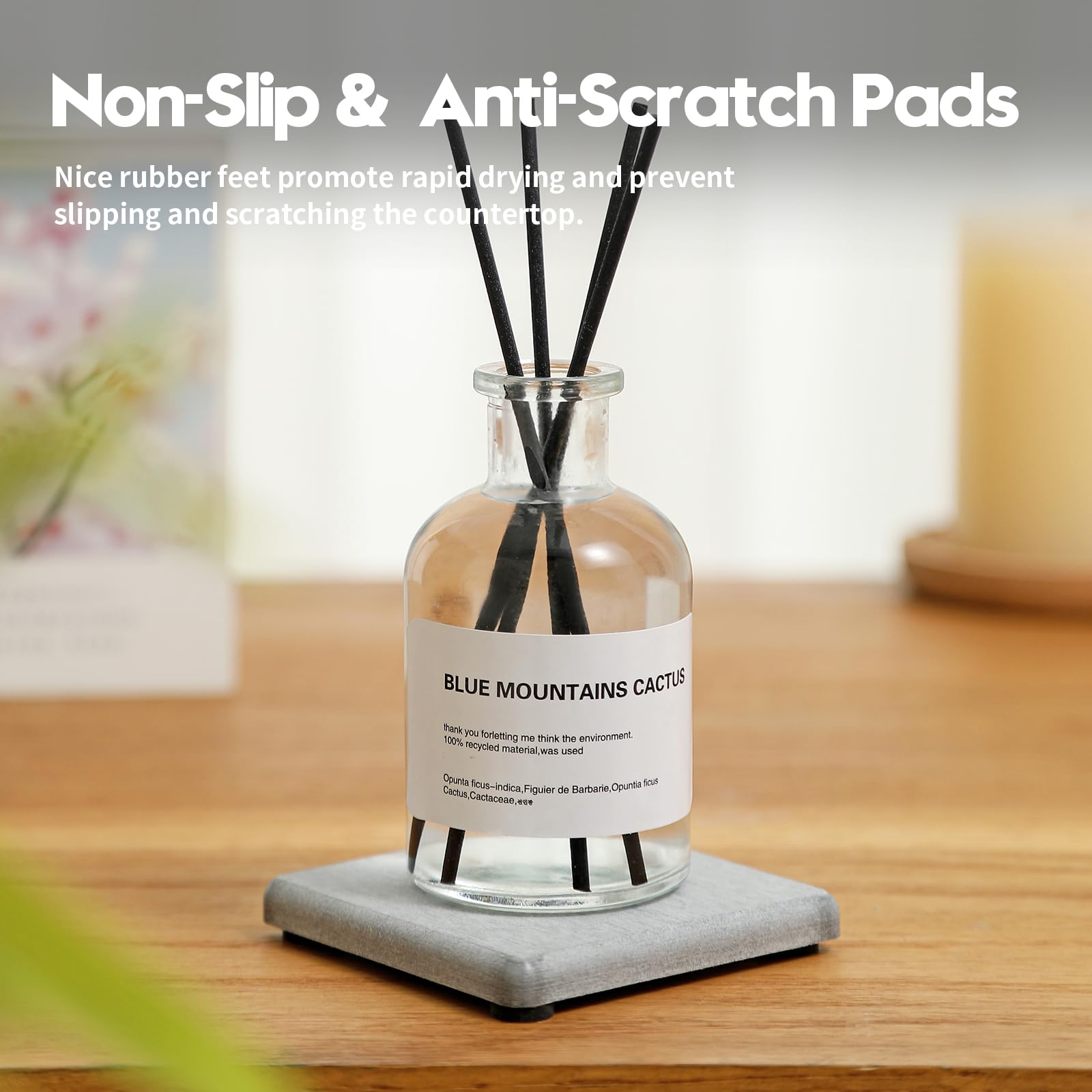 Razborci 4Pcs Bathroom Sink Vanity Trays, Diatomaceous Earth Quick Stone Drying Mat Kitchen Counter Dish Soap Dispenser Sponge H