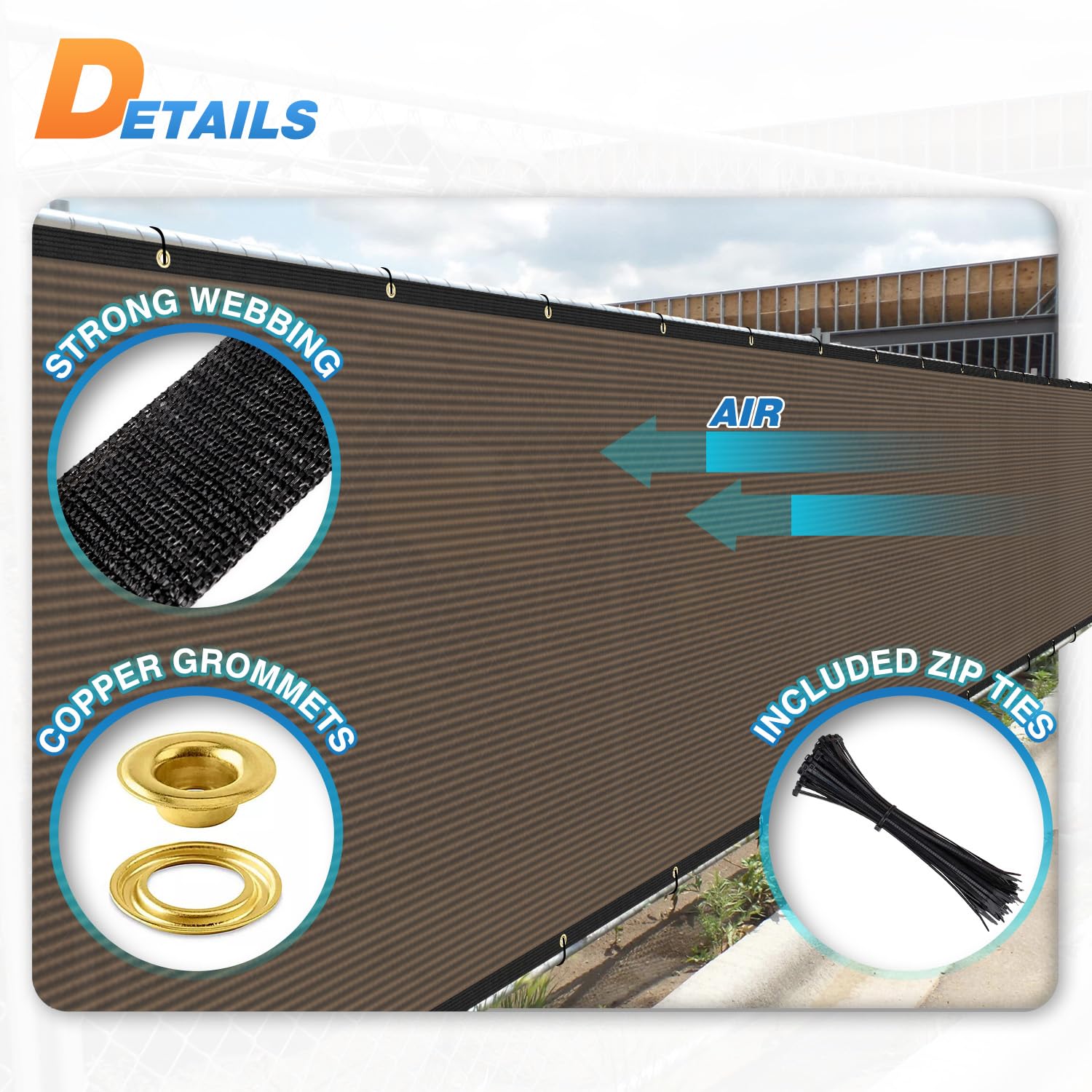 Tang Sunshades Depot Privacy Fence Screen Brown 6 X 88 Heavy Duty Commercial Windscreen Residential Fence Netting Fence Cover 15