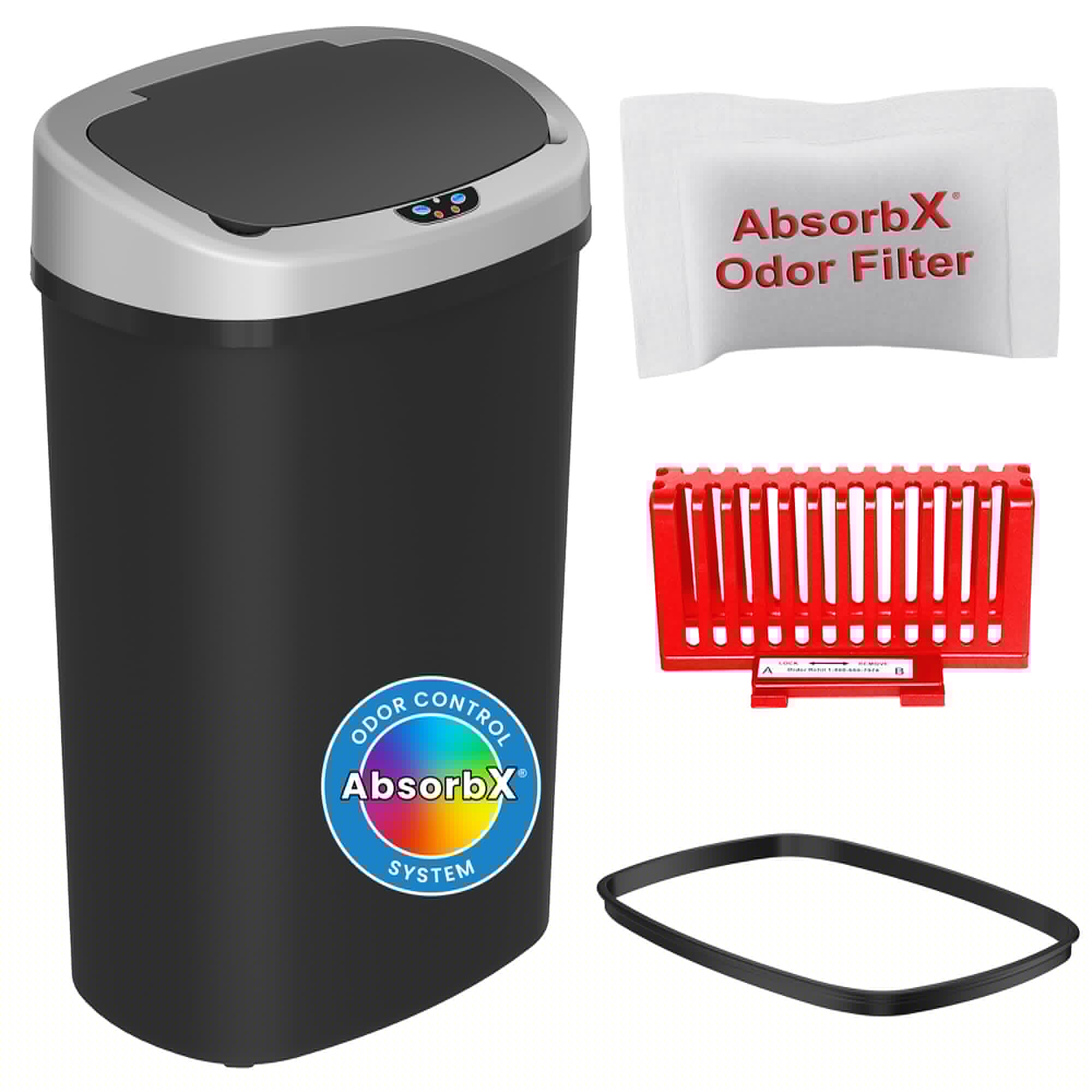 iTouchless 13 Gallon Automatic Trash Can with Sensor 2.0 Technology & Odor Filter - Touchless, Slim Space-Saving Design for Hygi