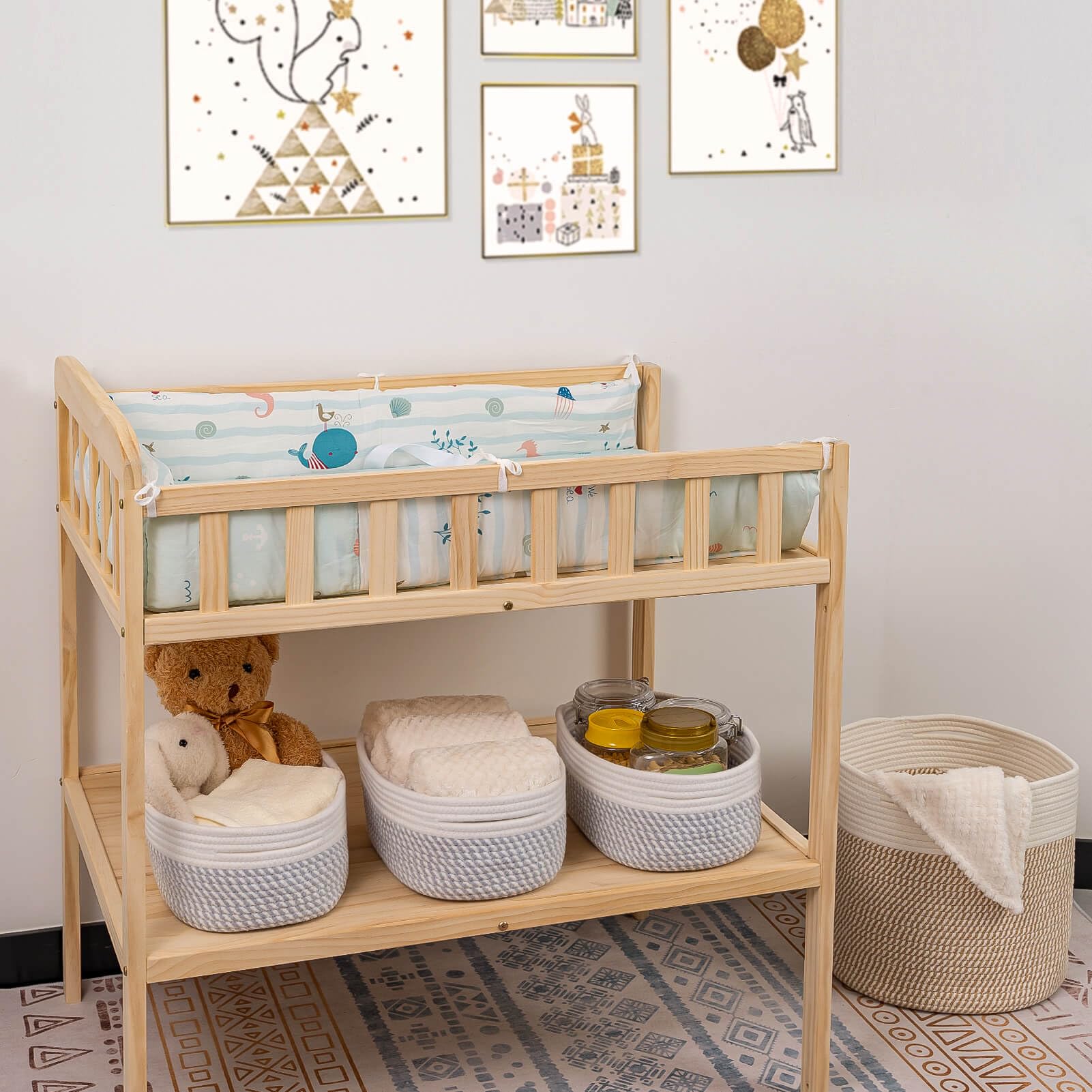 Cubesland Small Woven Storage Baskets For Shelves ,Closet Storage Bins For Shelves, Rope Baskets For Organizing, Baby Nursery To