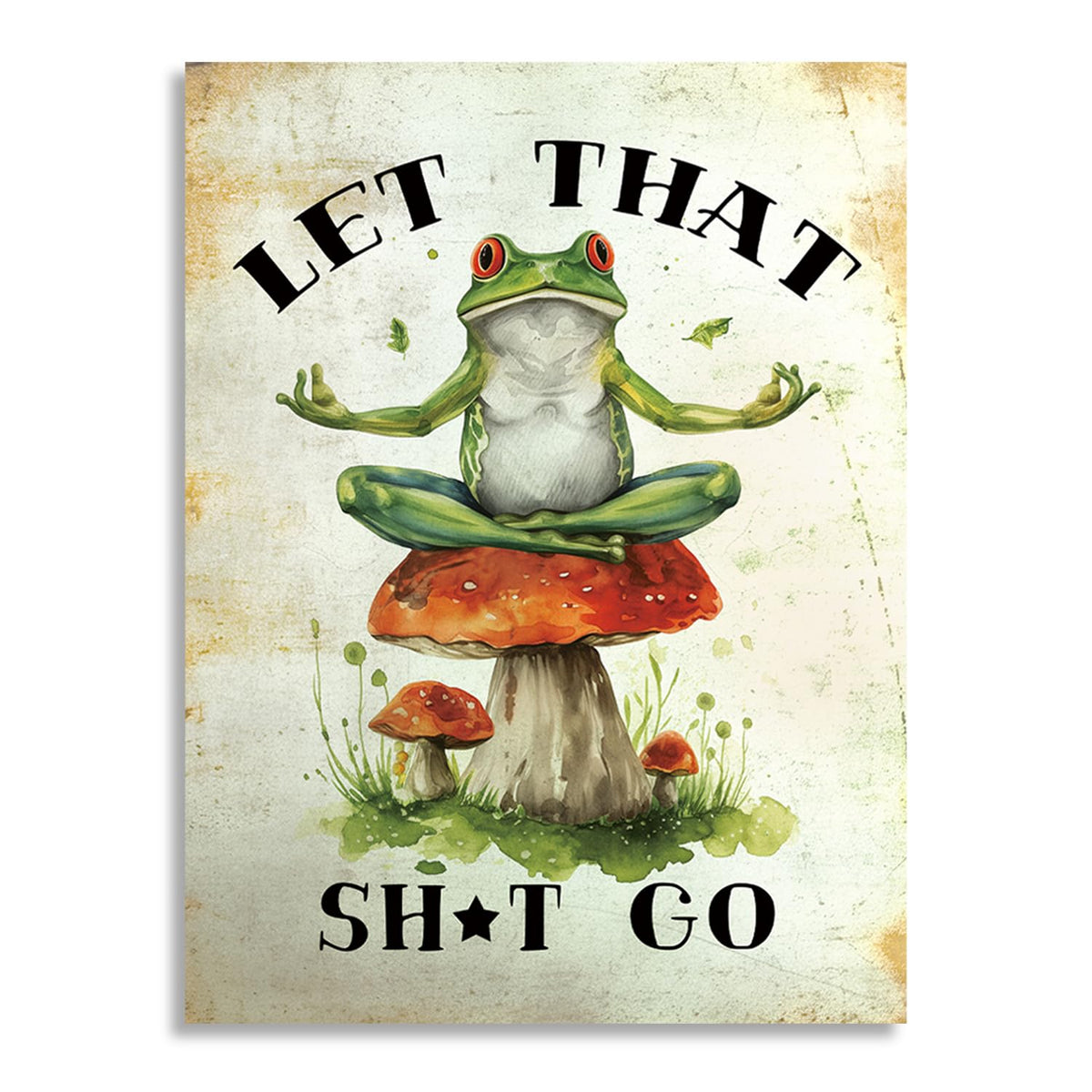 Funny Frog Mushroom Quote Wall Decor Poster Retro Sign Canvas Wall Poster For Bedroom Living Room Decor 12X16 In Unframed