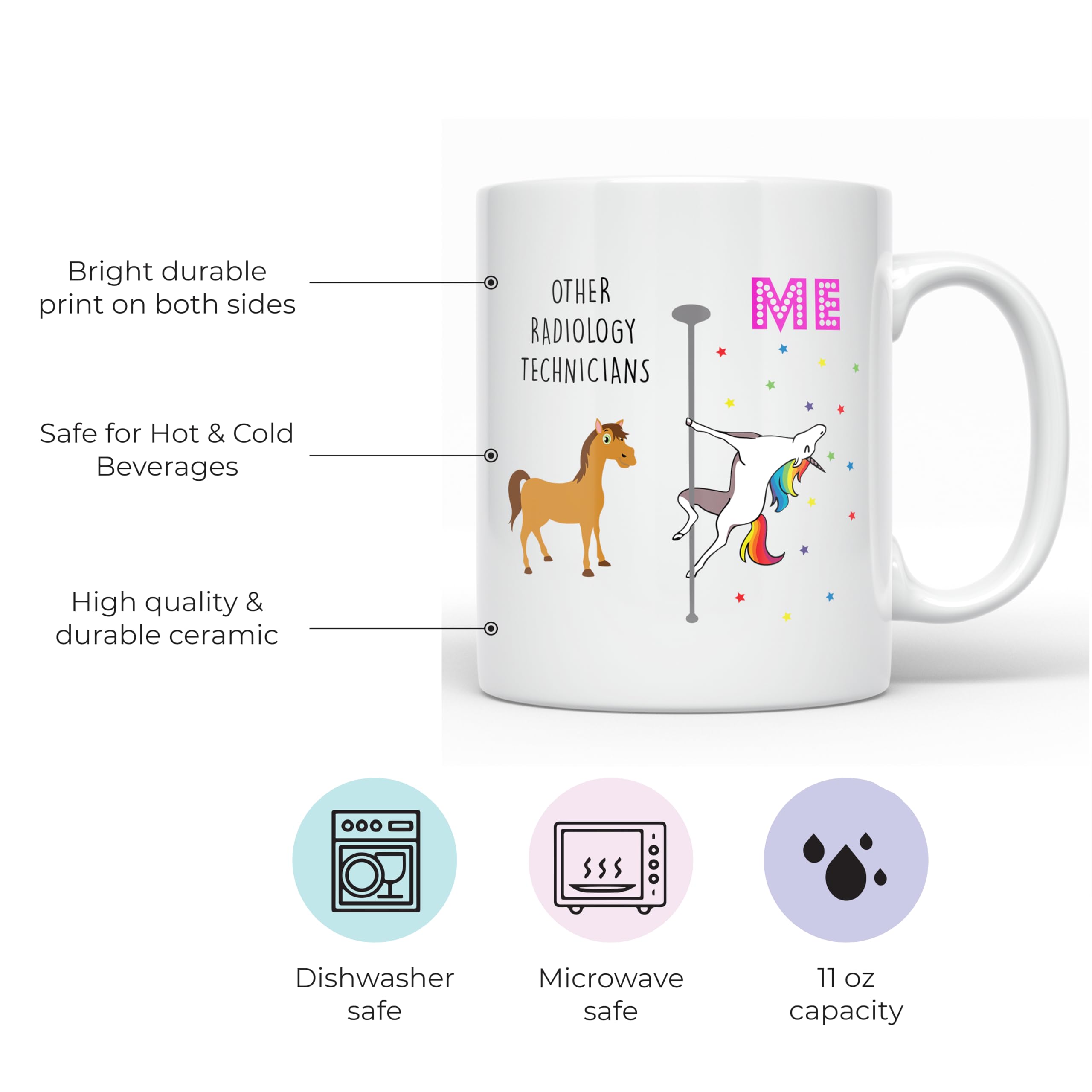 YouNique Designs Radiology Technician Coffee Mug, 11 Ounces, White, Unicorn Mug for Radiologist, Radiology Tech Gifts (White)