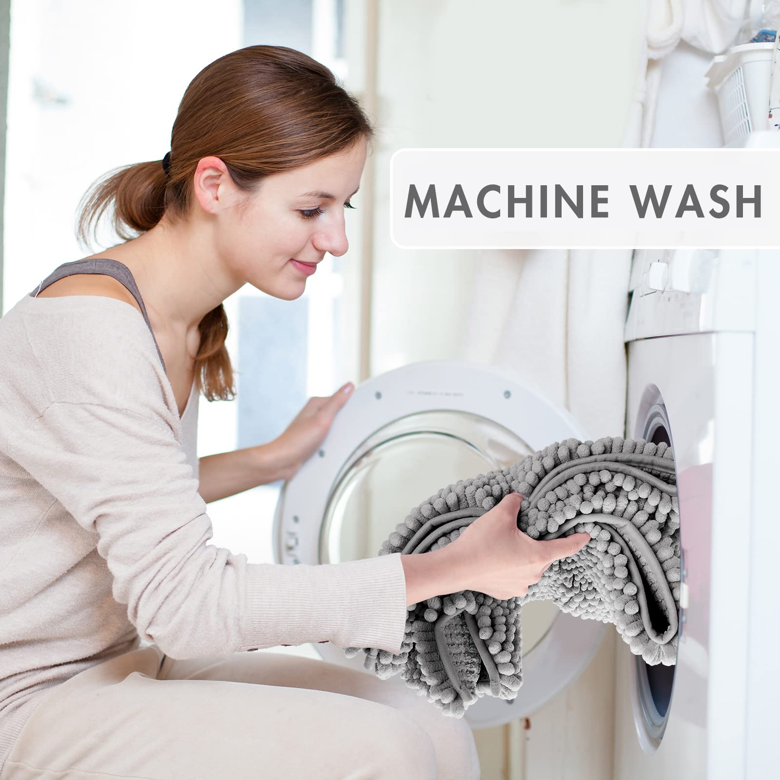 Yimobra Bathroom Rugs Sets 2 Piece, Thick Soft Chenille Non Slip Bathroom Rug Set, Fluffy Shaggy Ultra Absorbent Machine Washabl