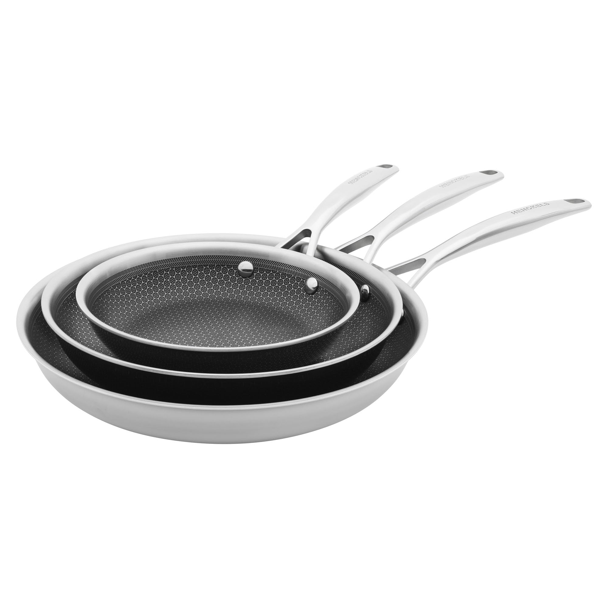 Henckels Paradigm 3pc Stainless Steel PTFE Nonstick Fry Pan Set