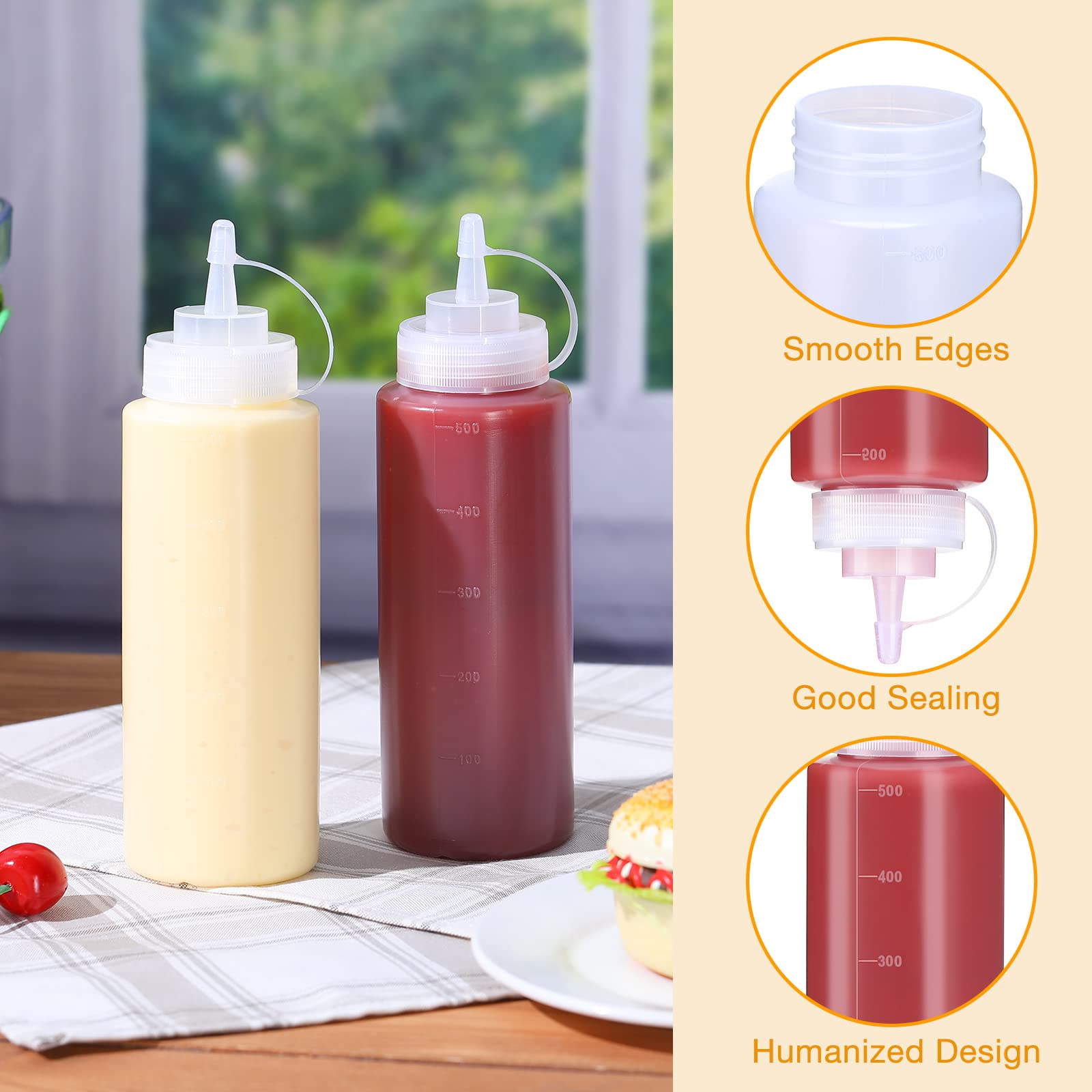 24 Pcs 16 Oz Plastic Condiment Squeeze Bottles Squeeze Leak Proof Multipurpose Squirt Bottles With Twist Top Cap For Sauces Ketc