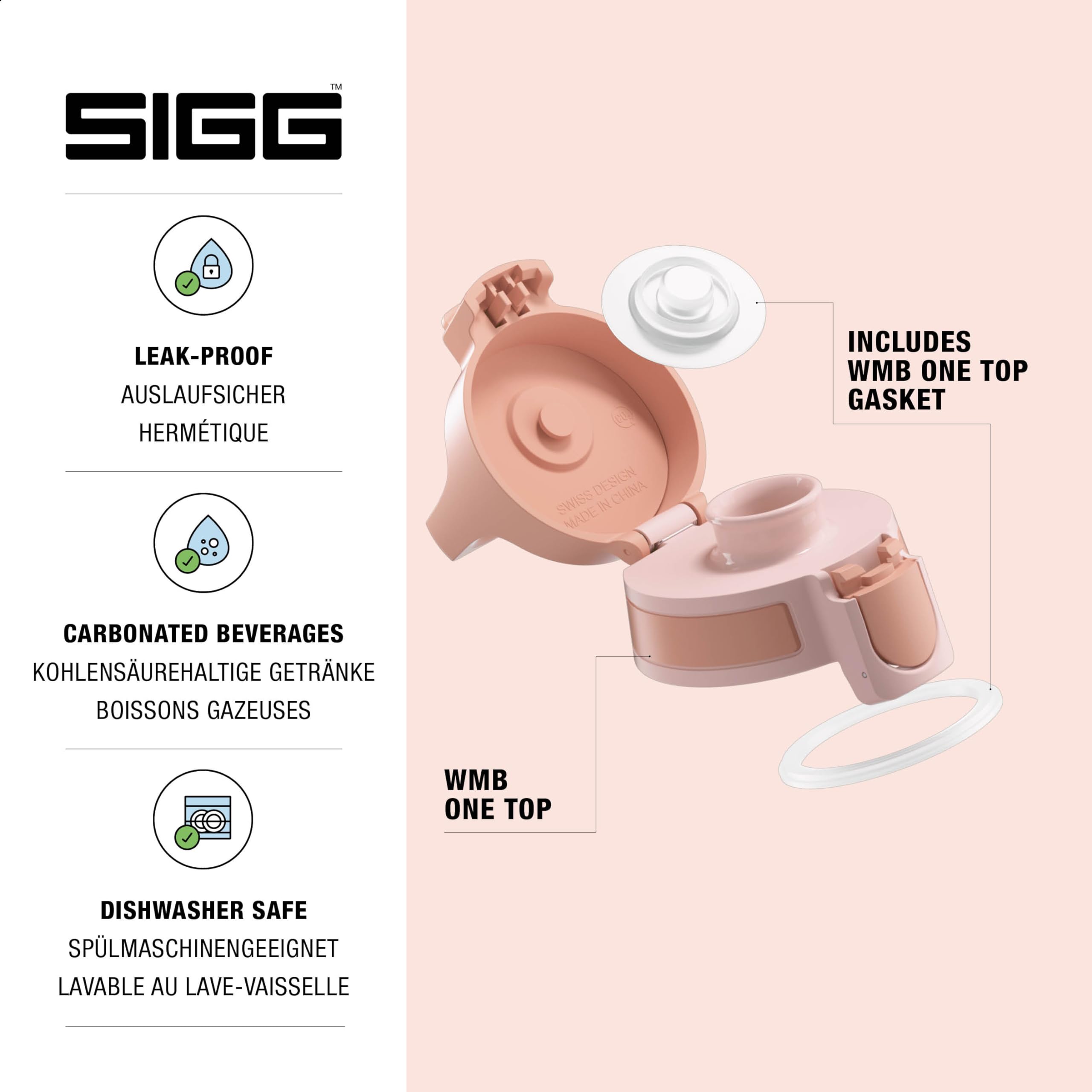 SIGG WMB ONE Top Anthracite Closure (One Size)  Replacement Spare Part for SIGG Drinking Bottle  Pink