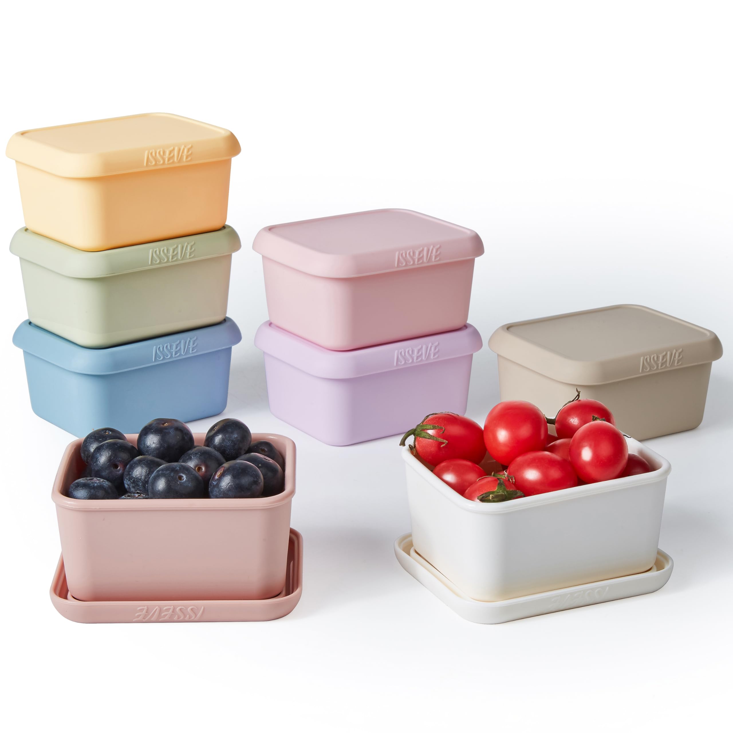ISSEVE 8oz Silicone Snack Containers for Kids, 1 Cup Reusable Small Containers with Lids, Leak Proof Silicone Food Storage Conta