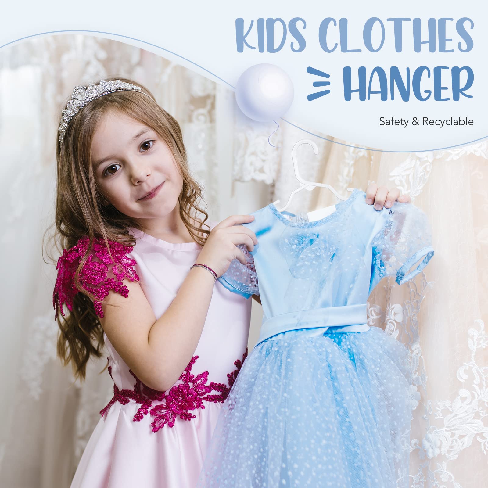 House Day Plastic Baby Hangers For Closet 20 Pack, Durable Plastic Kids Hangers For Baby Clothes, Thin & Compact Childrens Hange