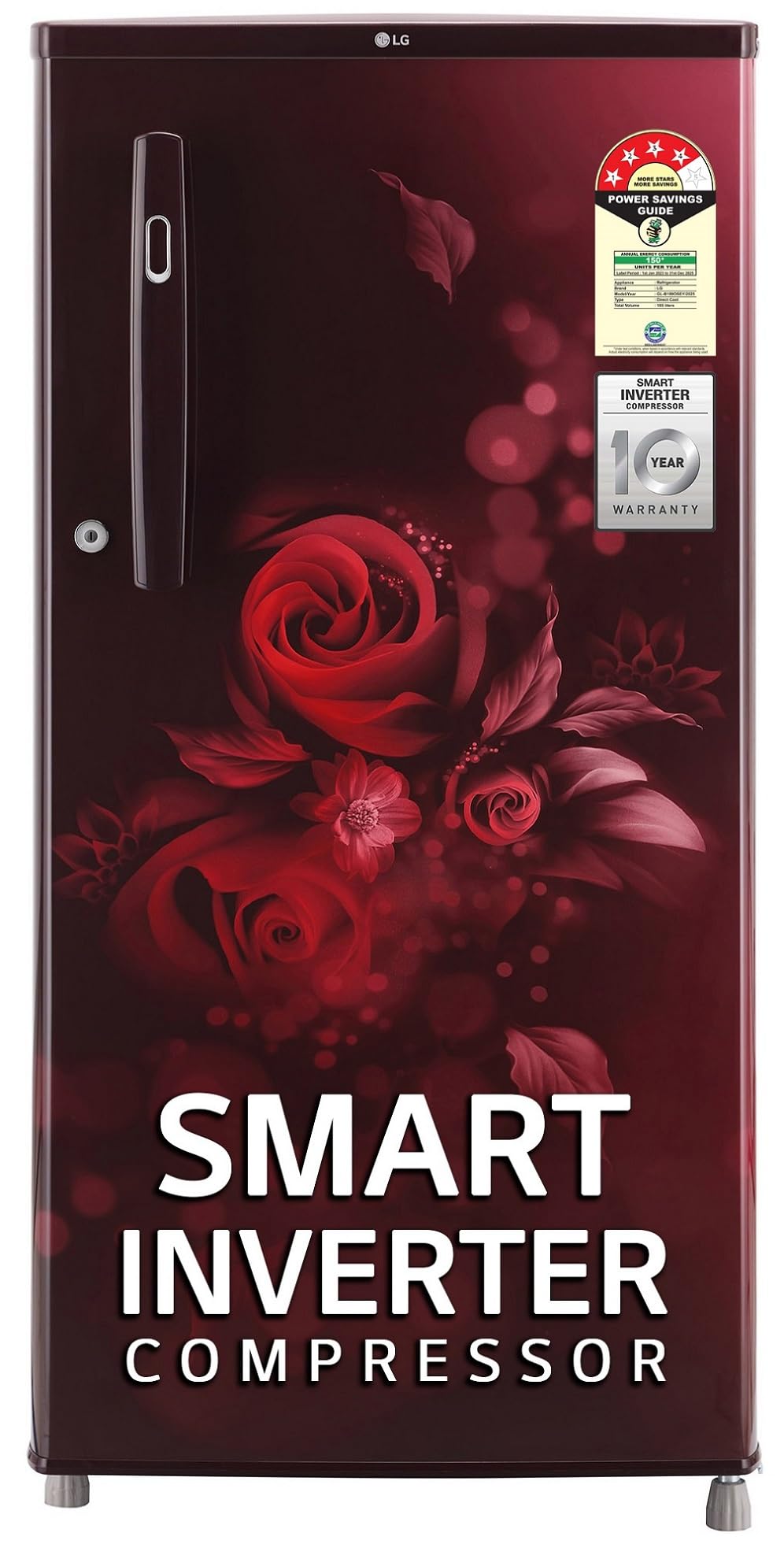 Lg 185 L 4 Star DirectCool Inverter Single Door Refrigerator (GlB199Osey, Scarlet Euphoria, Smart Connect)