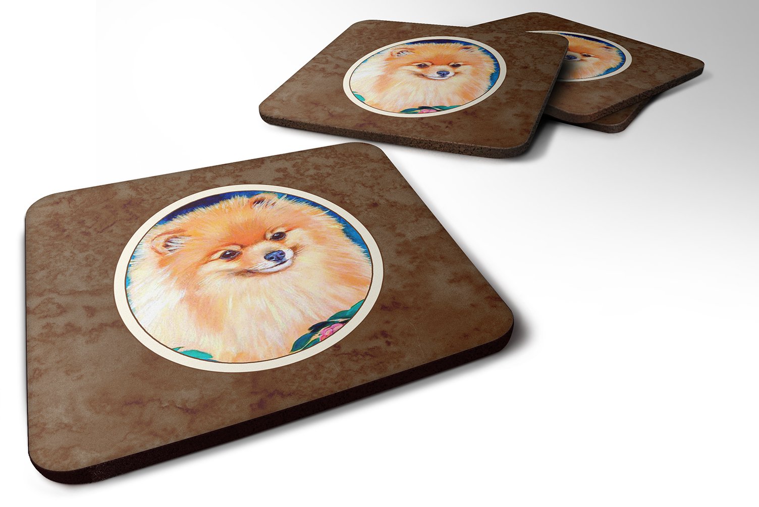 Carolines Treasures Pomeranian Foam Coasters (Set of 4), 3.5, Multicolor