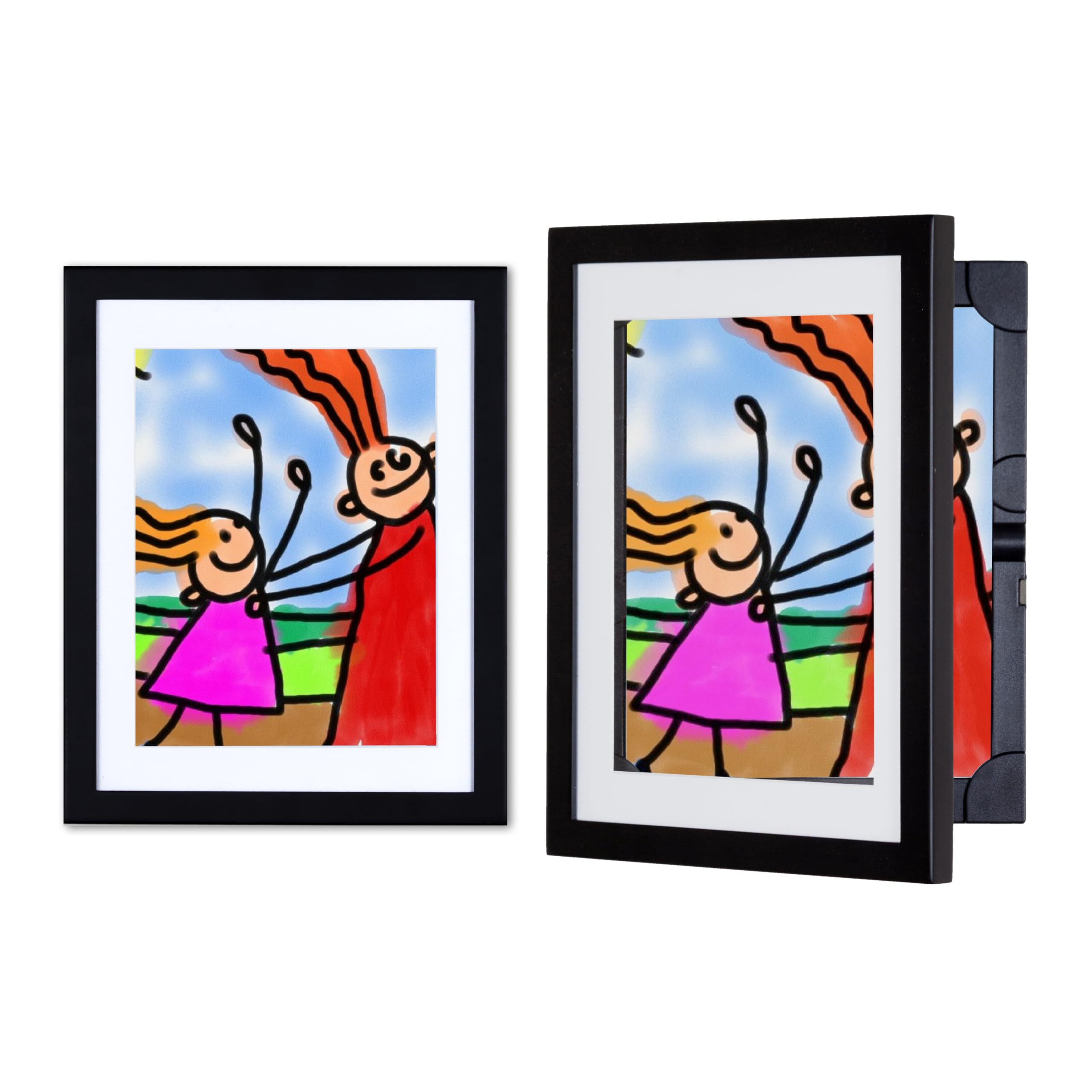 Lil DAVINCI Kids Art Frame Package, 2 EZ Store Wooden Frames, 8.5x11, Black, Display Artwork & Certificates Elegantly