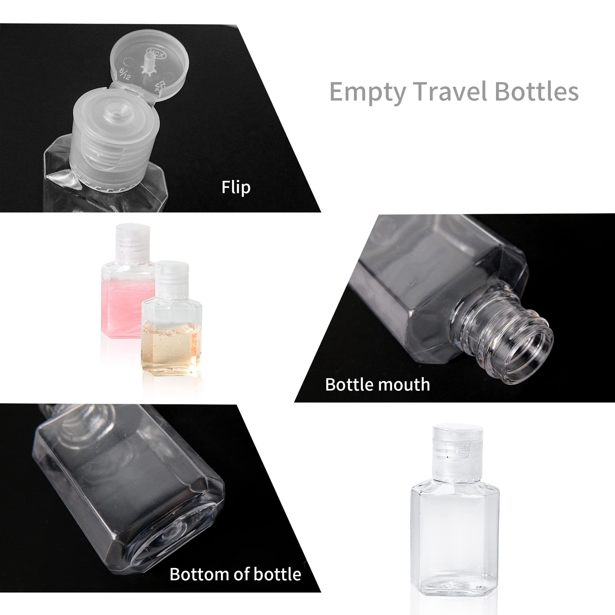 50 Pcs 1 Oz Hand Sanitizer Bottles Empty Clear Travel Bottles Refillable Plastic Containers With Flip Cap For Outdoor, Camping A