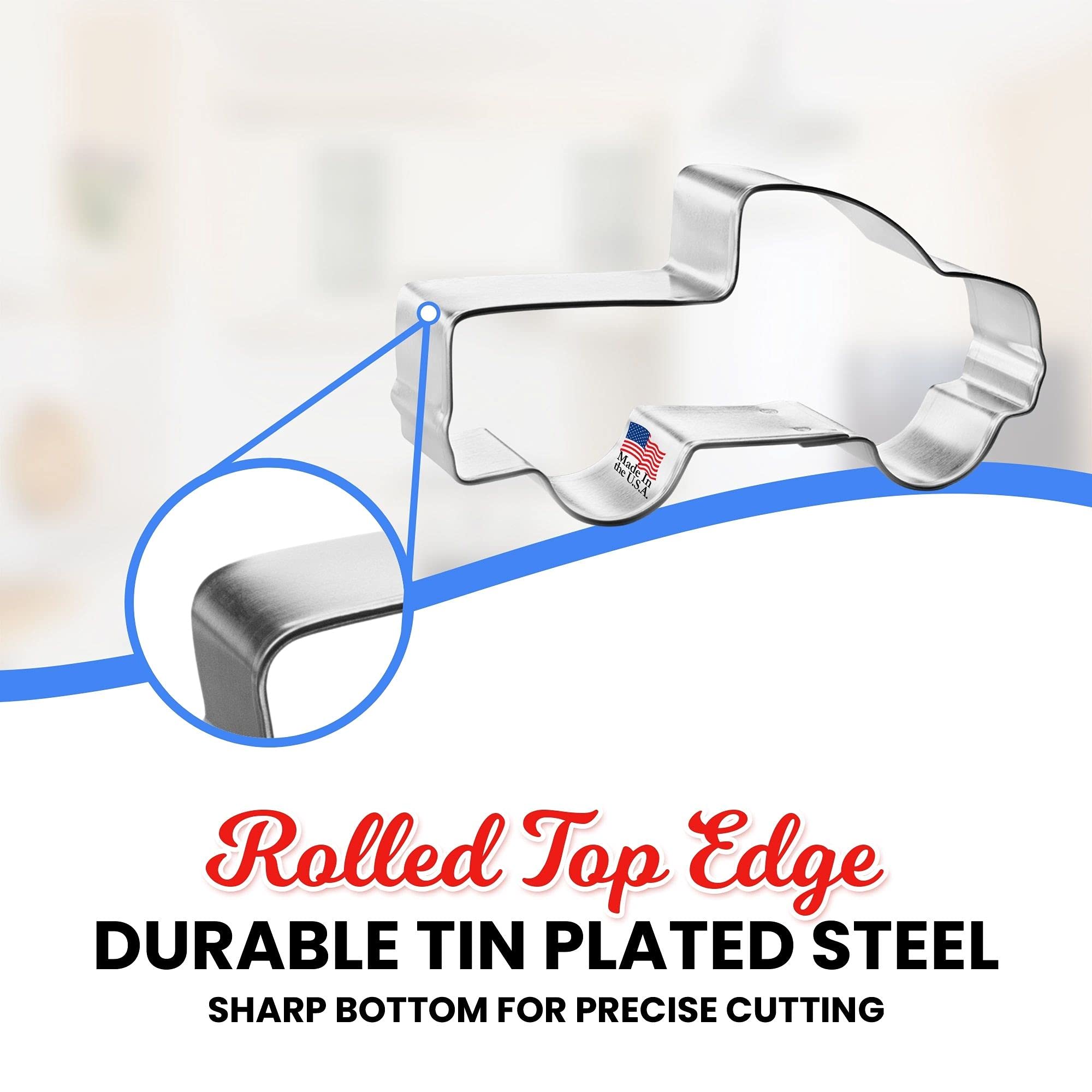 Pick Up Truck Cookie Cutter 4 Inch - Made In The Usa - Foose Cookie Cutters Tin Plated Steel - Pick Up Truck Cookie Mold