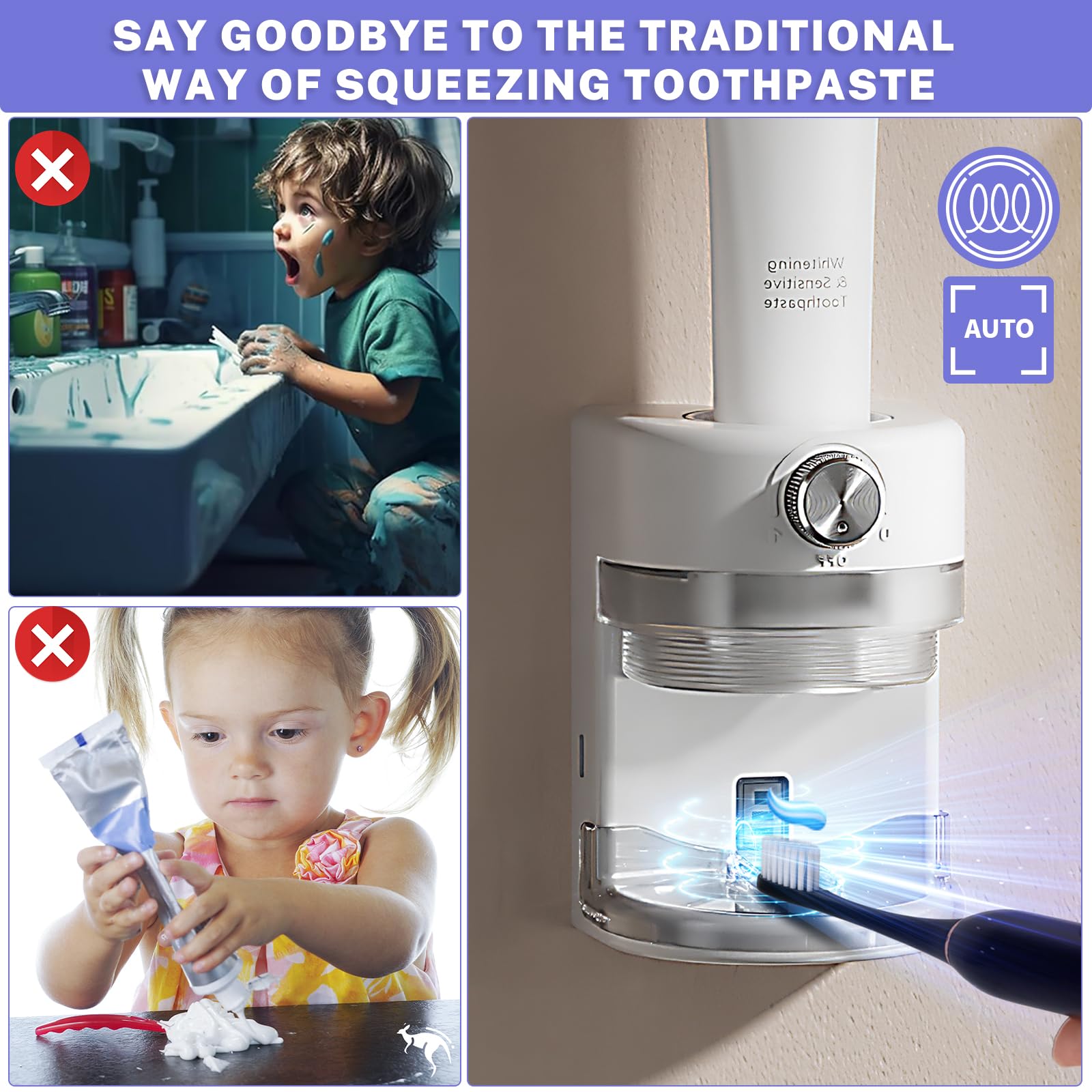 Automatic Toothpaste Dispenser,Wall Mounted Electric Toothpaste Dispenser For Kids And Adults,Toothpaste Squeezer With Adjustabl