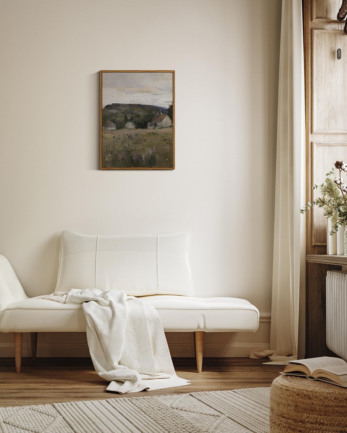 Insimsea Framed Wall Art For Living Room Vintage Landscape Wall Art Prints Canvas Art Wall Decor Abstract Serene Countryside Sce