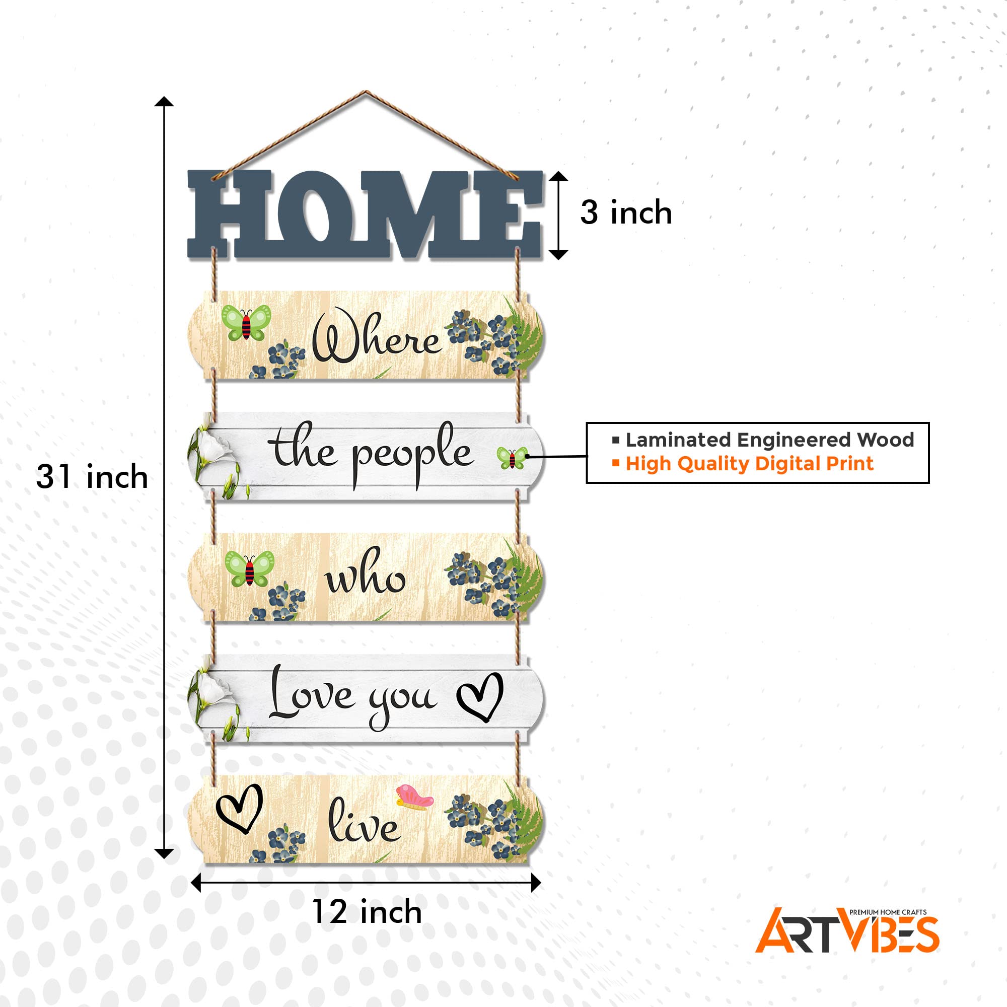 Artvibes Home Quote Decorative Wall Art MDF Wooden Hanger for Livingroom, Bedroom | Gifts | Hangings Decoration | Modern Decor I